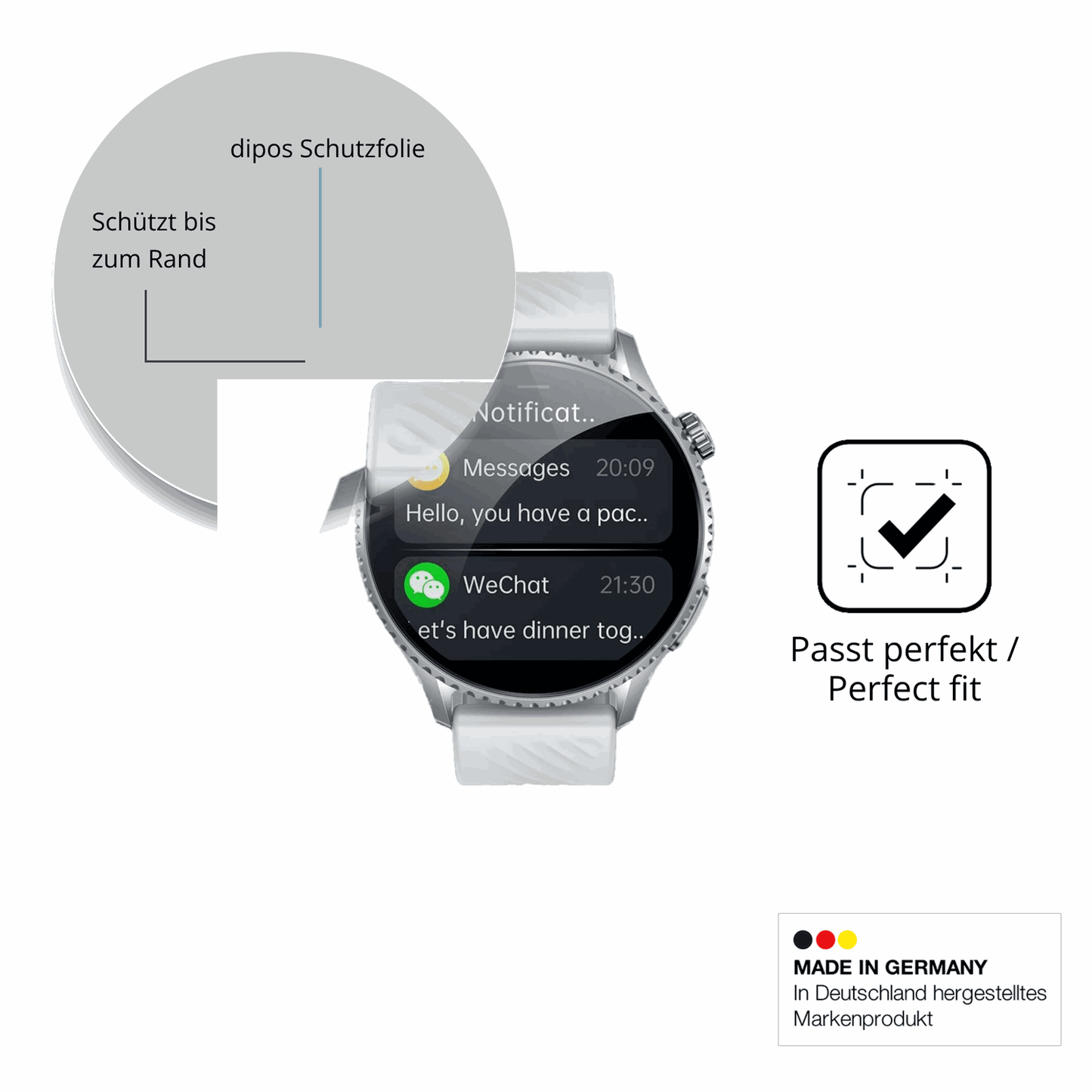 Schutzfolie mit optimaler Passform, zur Verwendung mit Hüllen geeignet