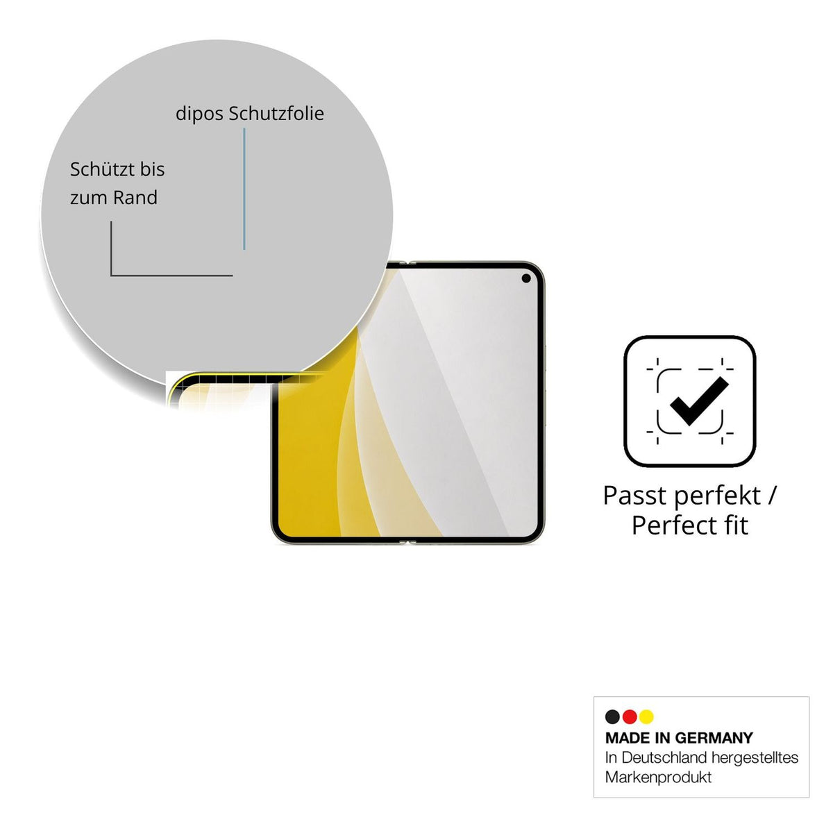 Schutzfolie mit optimaler Passform, zur Verwendung mit Hüllen geeignet