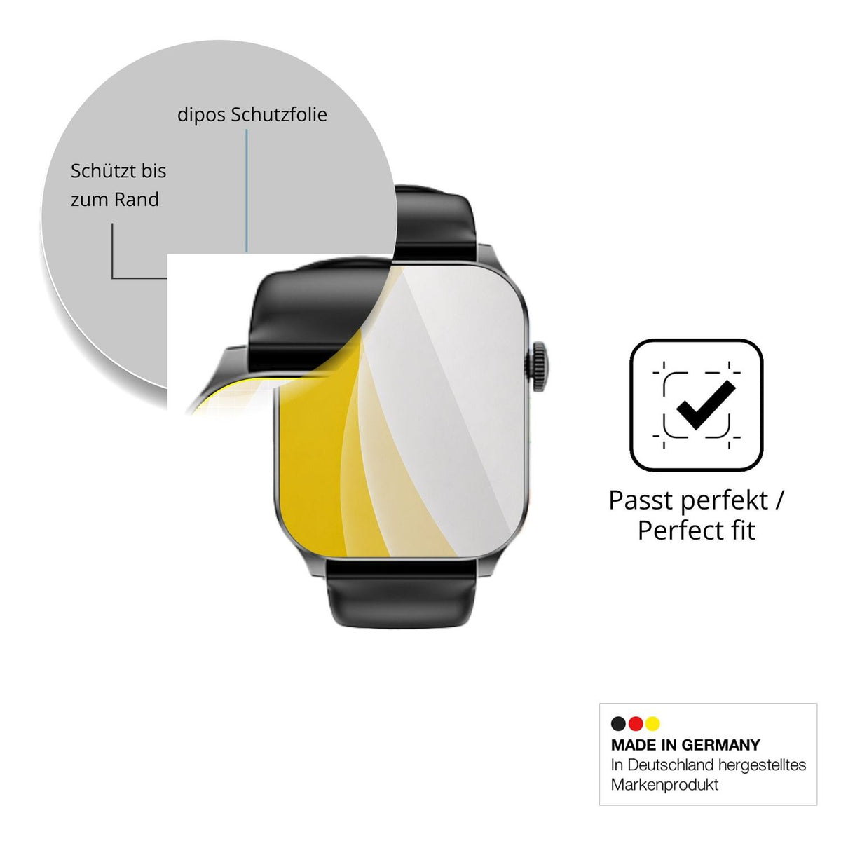 Schutzfolie mit optimaler Passform, zur Verwendung mit Hüllen geeignet