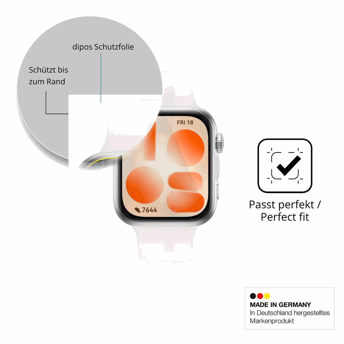 Schutzfolie mit optimaler Passform, zur Verwendung mit Hüllen geeignet