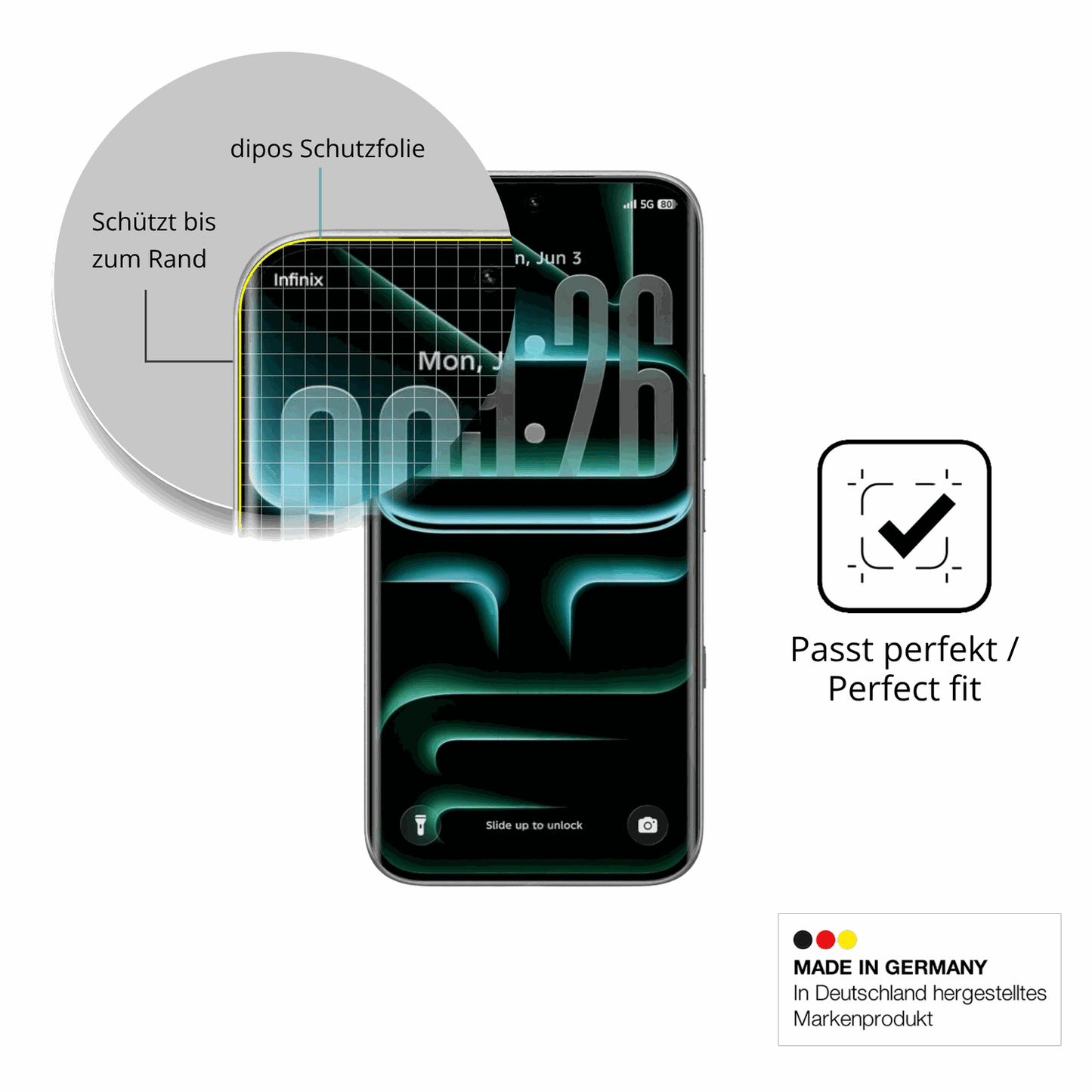 Schutzfolie mit optimaler Passform, zur Verwendung mit H�llen geeignet