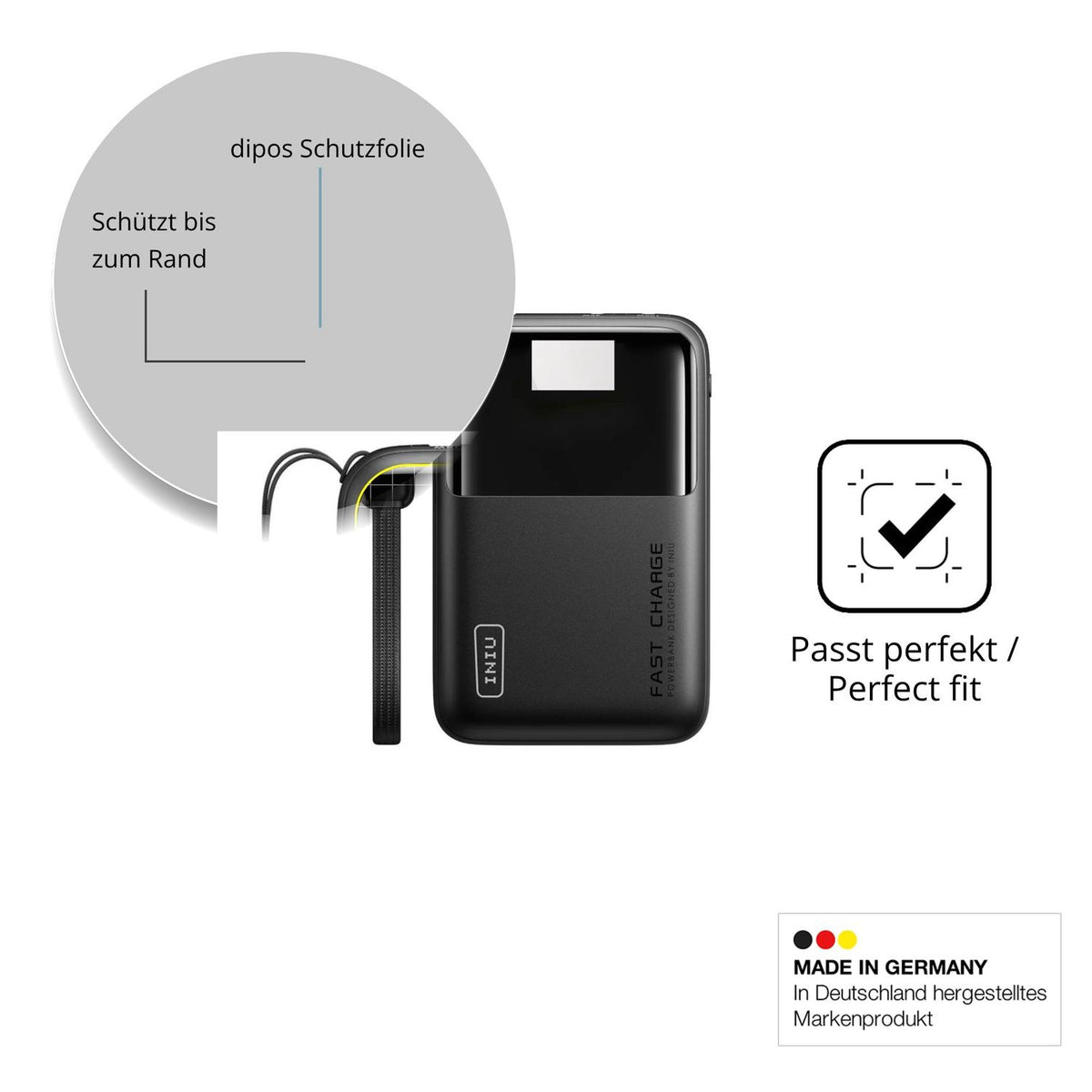 Schutzfolie mit optimaler Passform, zur Verwendung mit Hüllen geeignet