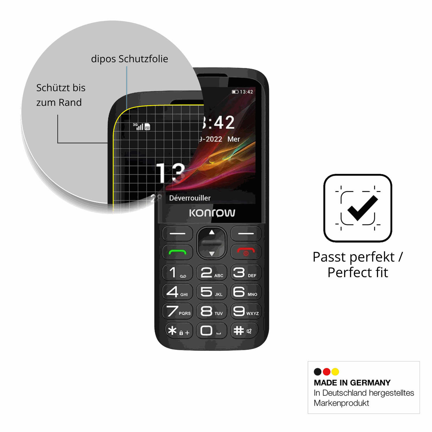 Schutzfolie mit optimaler Passform, zur Verwendung mit Hüllen geeignet