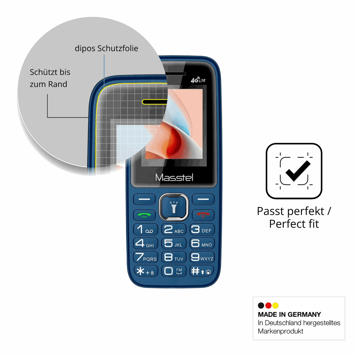 Schutzfolie mit optimaler Passform, zur Verwendung mit Hüllen geeignet