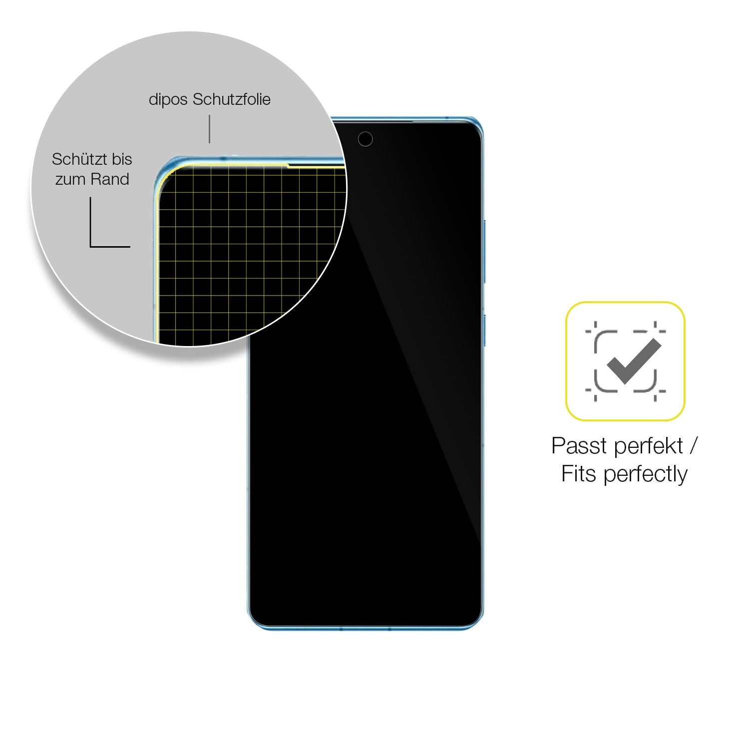 Schutzfolie mit optimaler Passform, zur Verwendung mit Hüllen geeignet