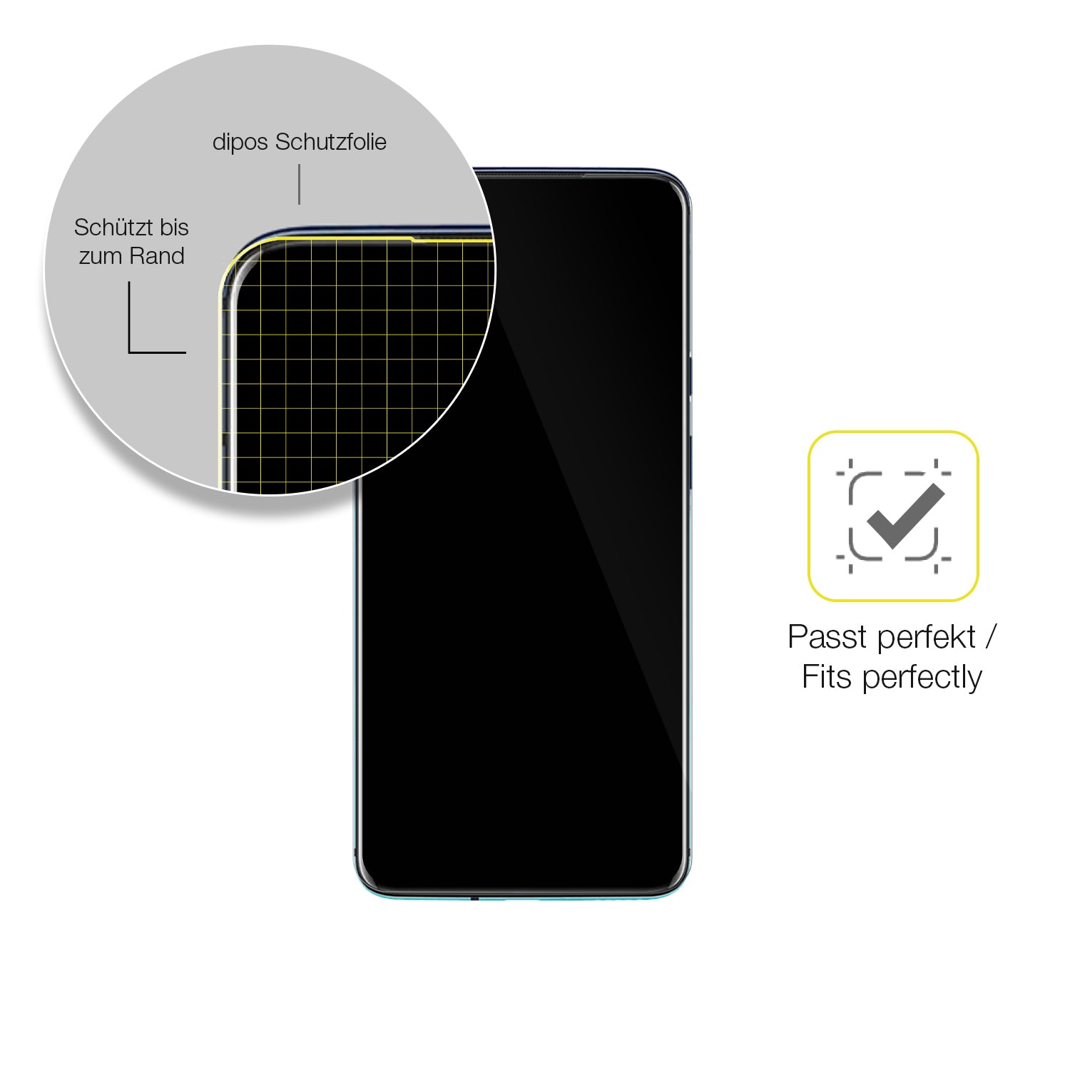Schutzfolie mit optimaler Passform, zur Verwendung mit Hüllen geeignet