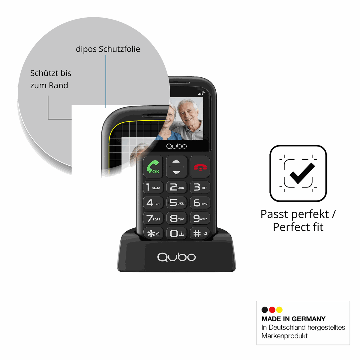 Schutzfolie mit optimaler Passform, zur Verwendung mit Hüllen geeignet