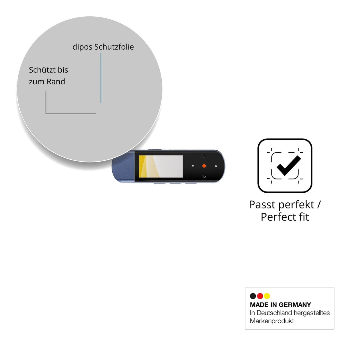 Schutzfolie mit optimaler Passform, zur Verwendung mit Hüllen geeignet