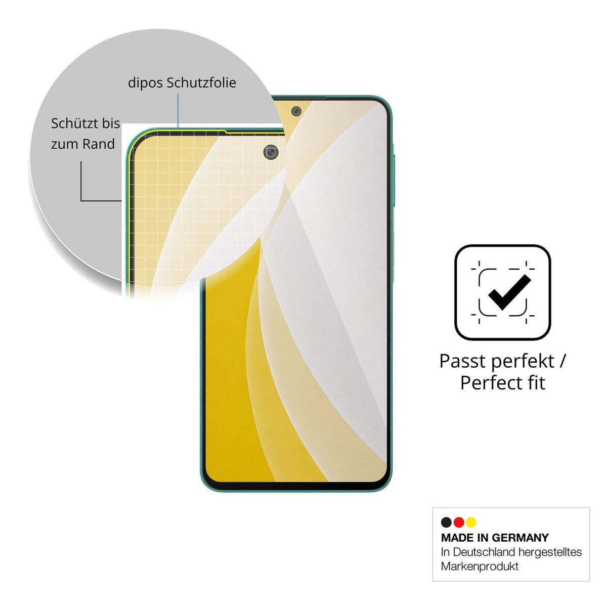 Schutzfolie mit optimaler Passform, zur Verwendung mit Hüllen geeignet