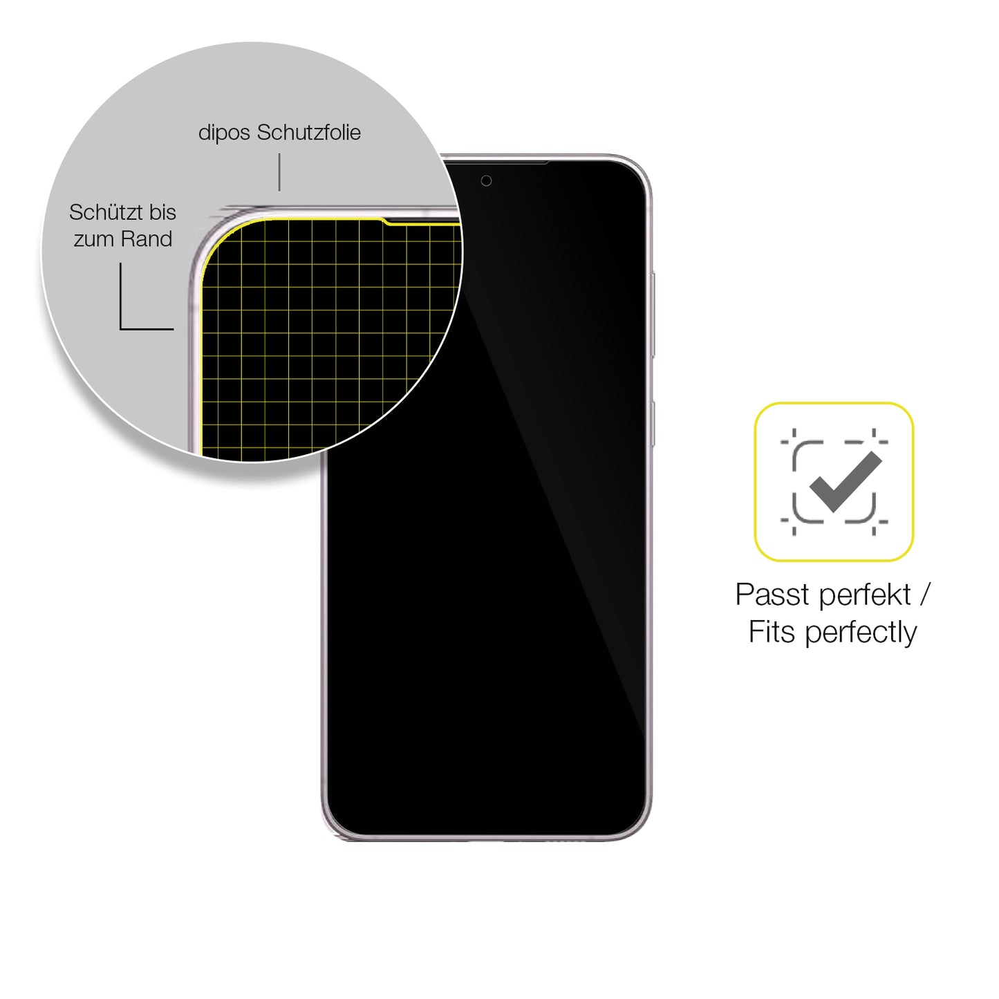 Schutzfolie mit optimaler Passform, zur Verwendung mit Hüllen geeignet