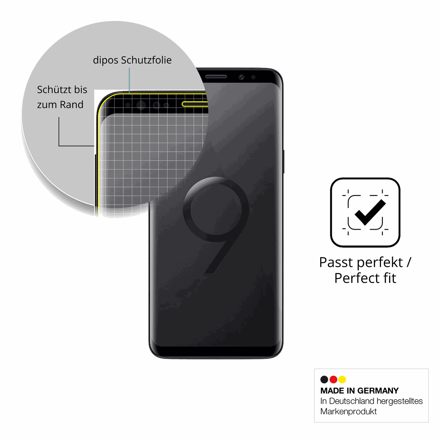 Schutzfolie mit optimaler Passform, zur Verwendung mit Hüllen geeignet