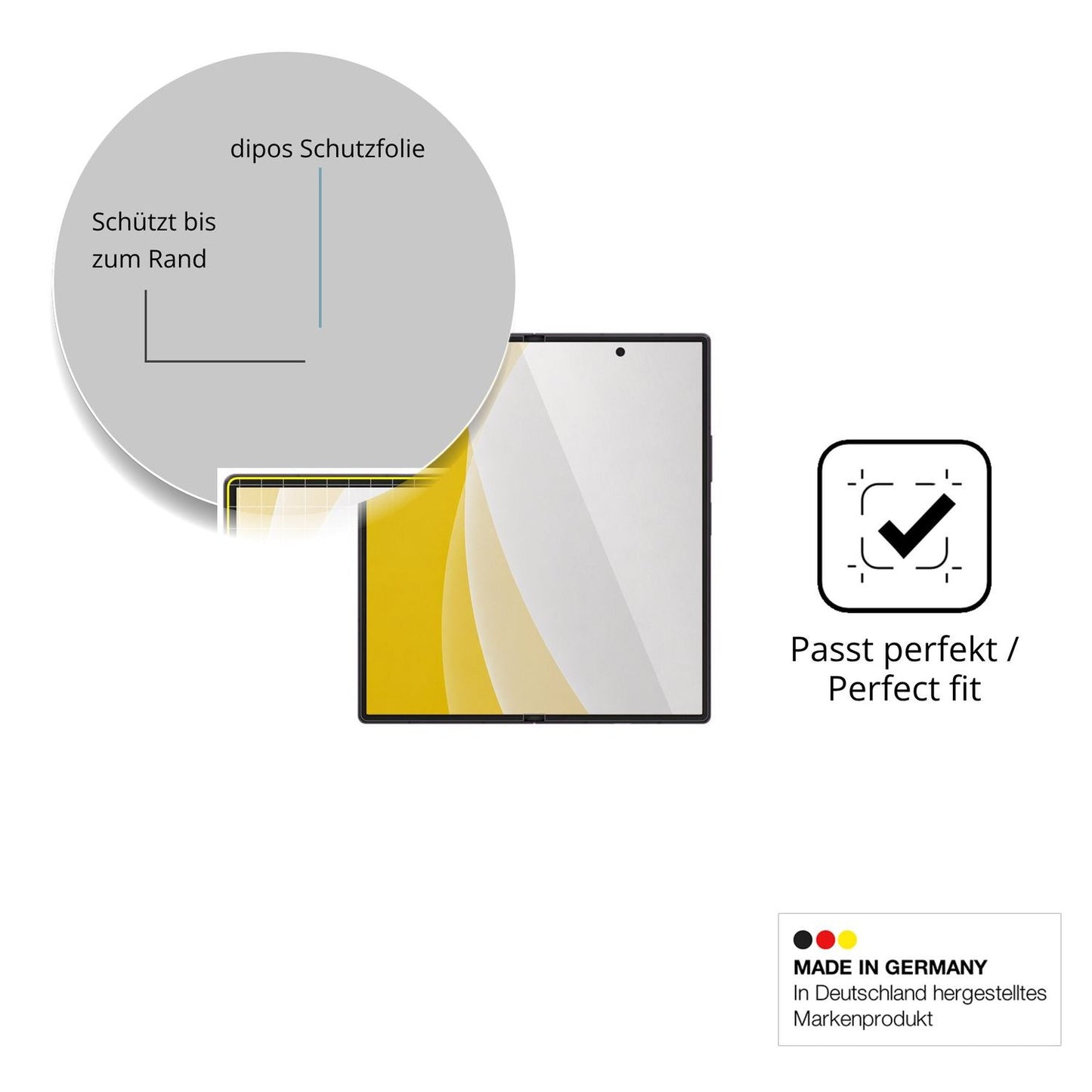 Schutzfolie mit optimaler Passform, zur Verwendung mit Hüllen geeignet