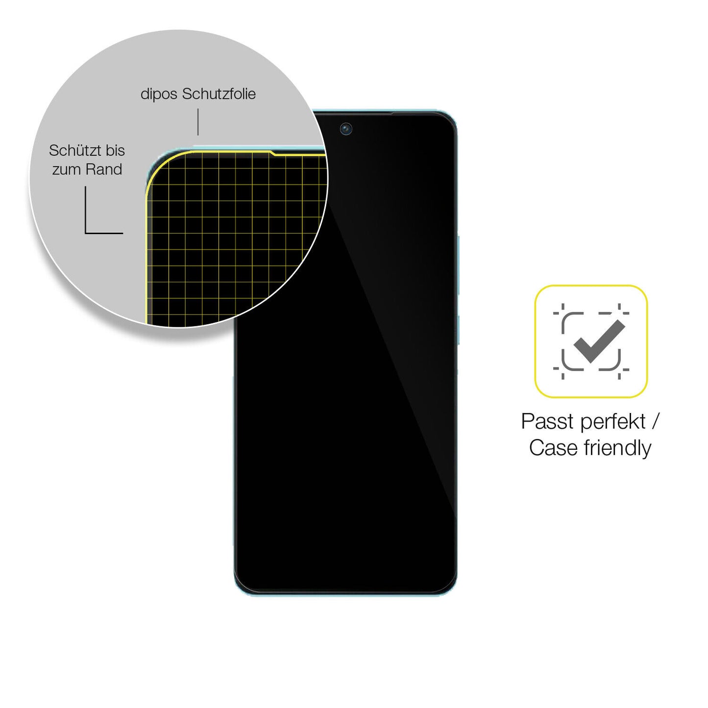 Schutzfolie mit optimaler Passform, zur Verwendung mit Hüllen geeignet