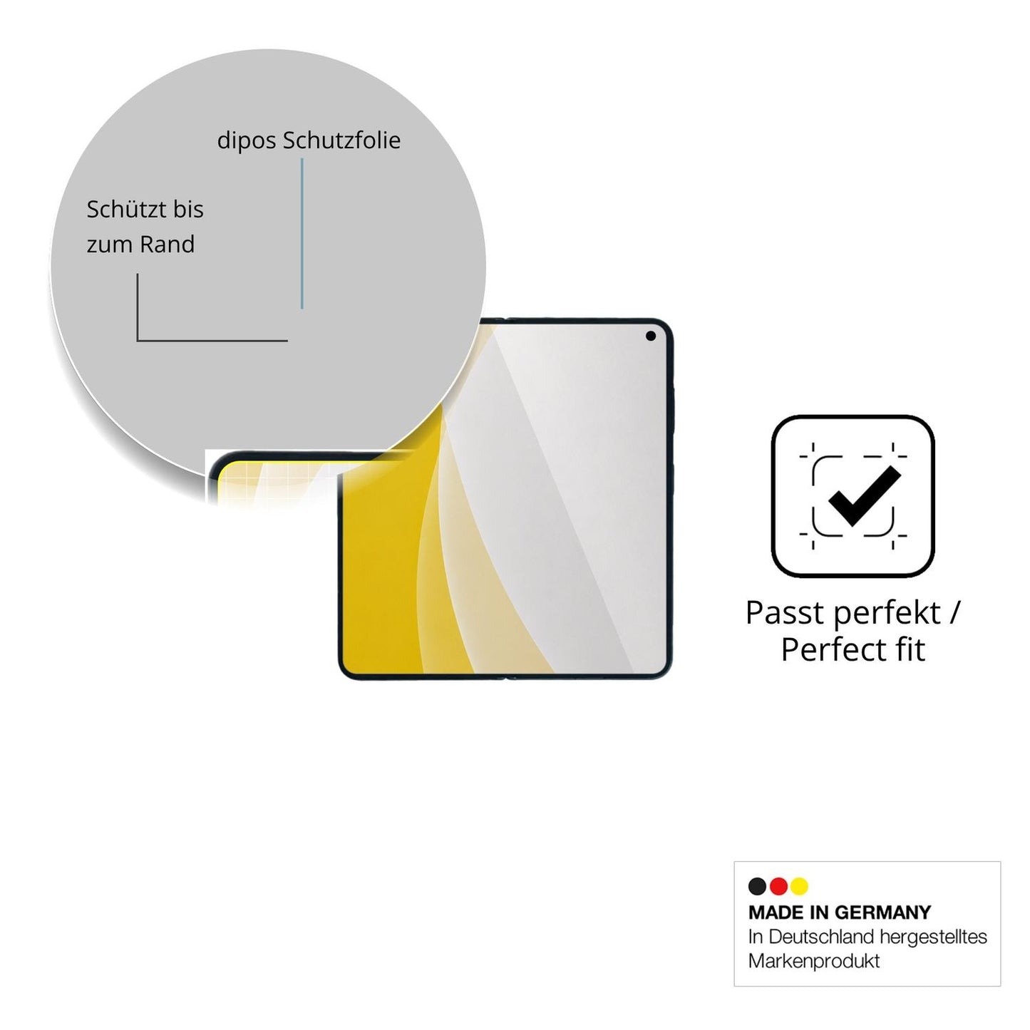 Schutzfolie mit optimaler Passform, zur Verwendung mit Hüllen geeignet