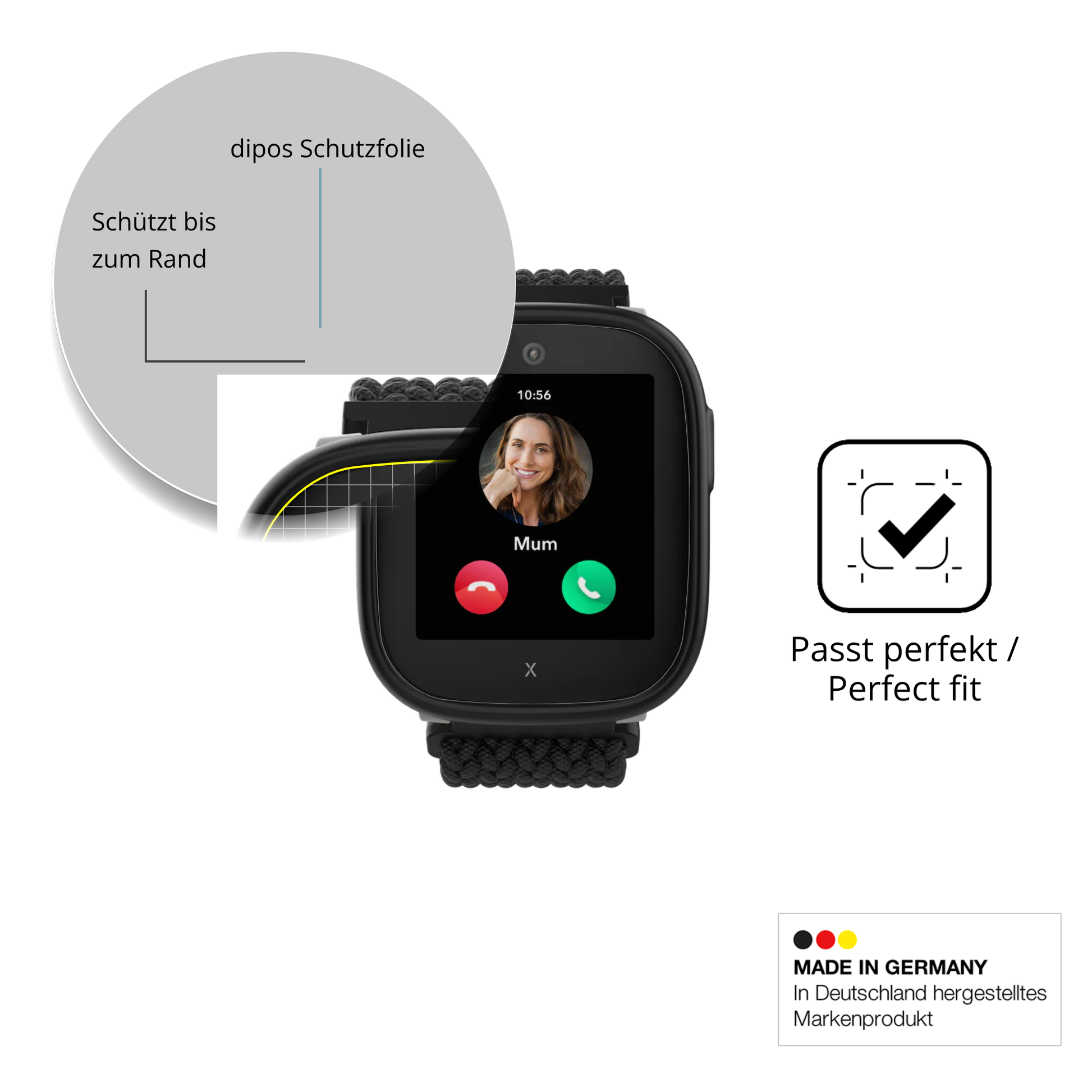 Schutzfolie mit optimaler Passform, zur Verwendung mit Hüllen geeignet