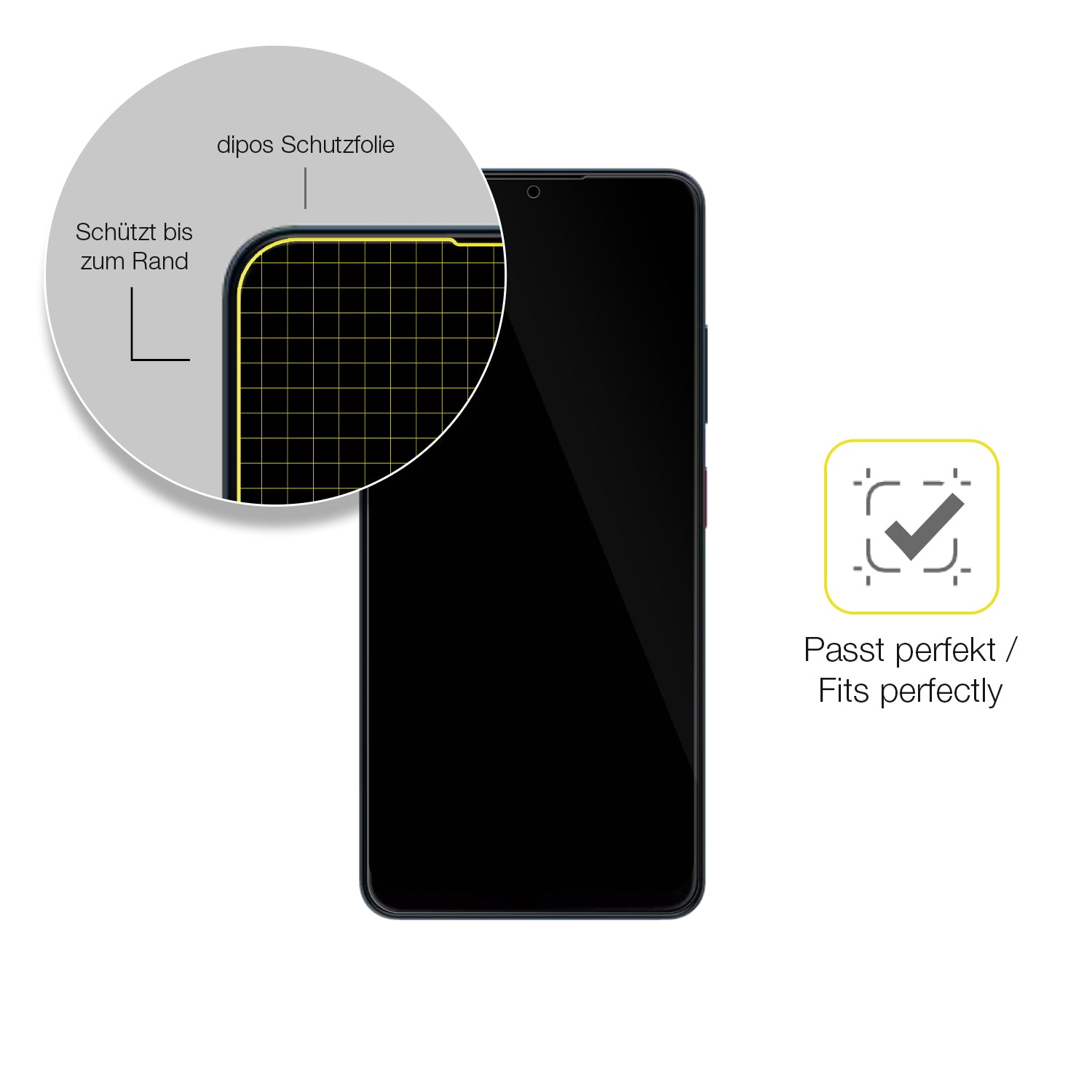 Schutzfolie mit optimaler Passform, zur Verwendung mit Hüllen geeignet