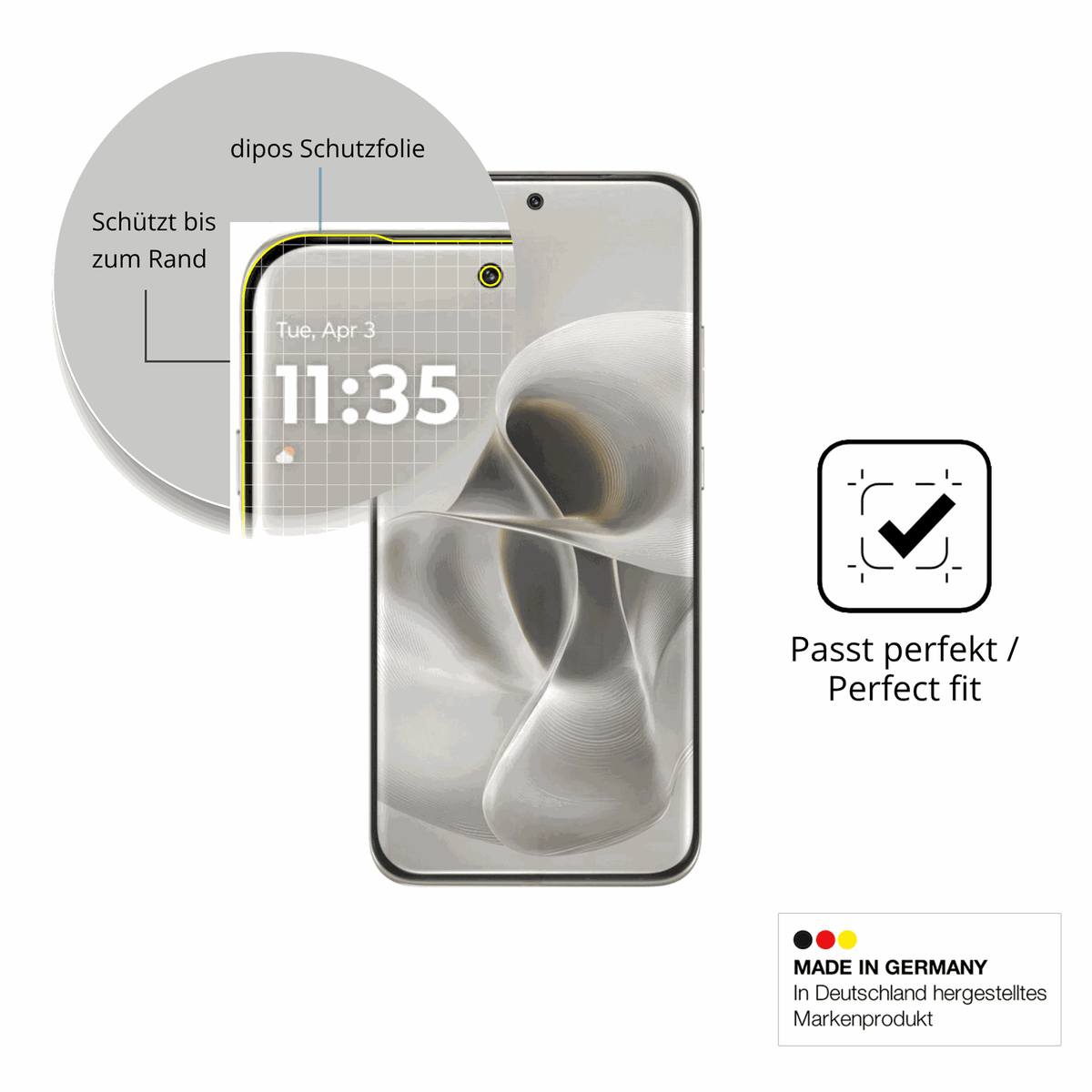Besonders flexibler Displayschutz mit Anti-Shock-Schicht im Materialmix