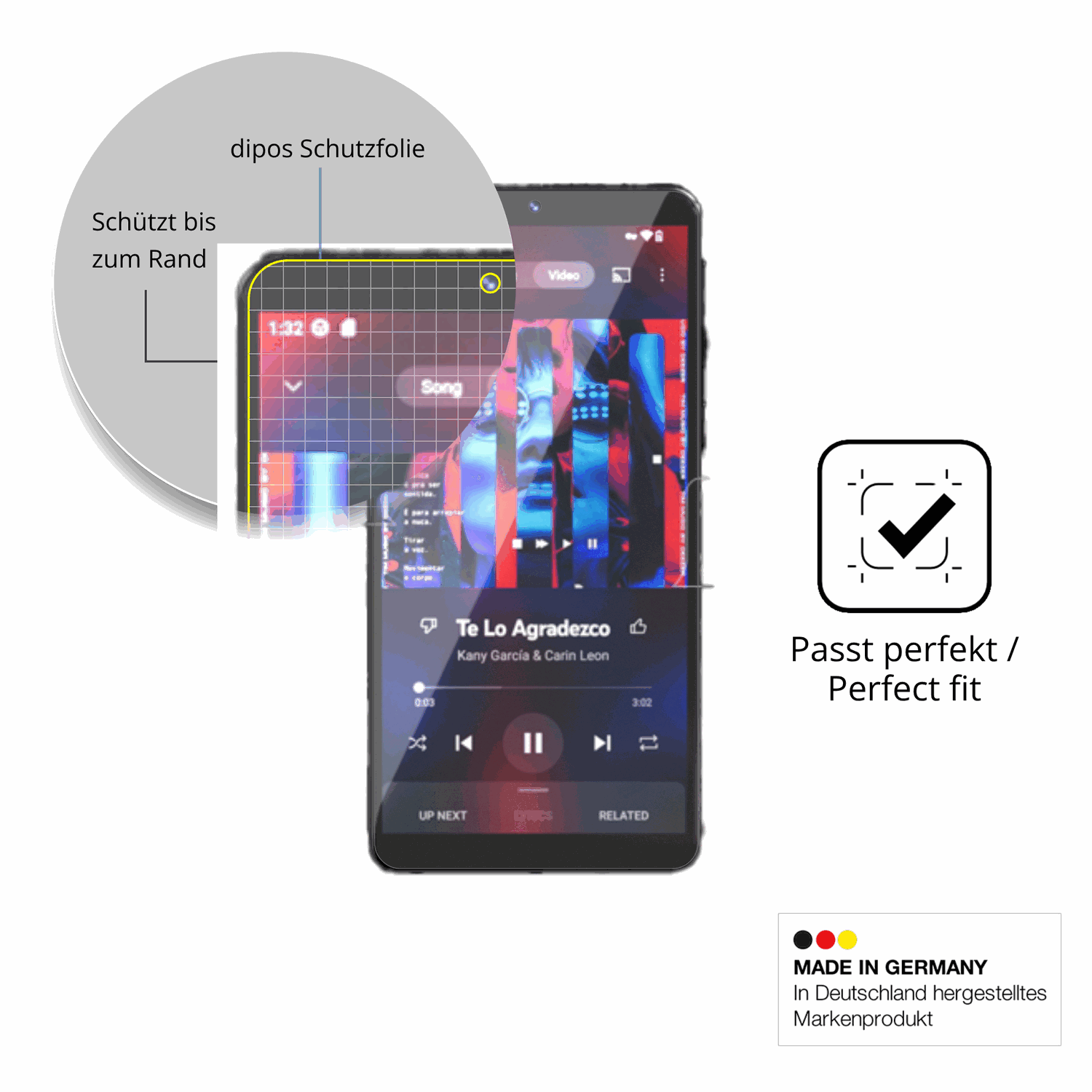 Besonders flexibler Displayschutz mit Anti-Shock-Schicht im Materialmix