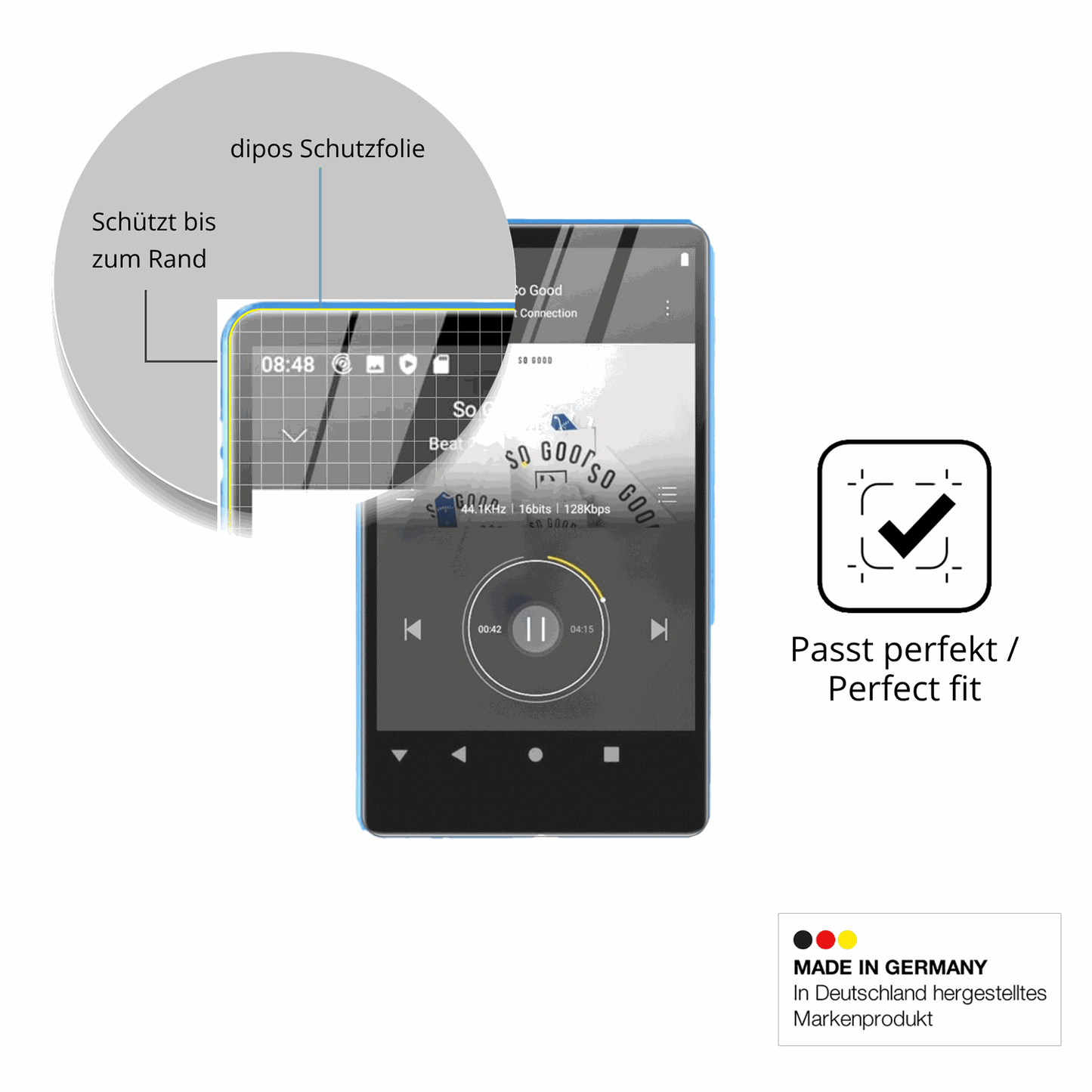 Besonders flexibler Displayschutz mit Anti-Shock-Schicht im Materialmix