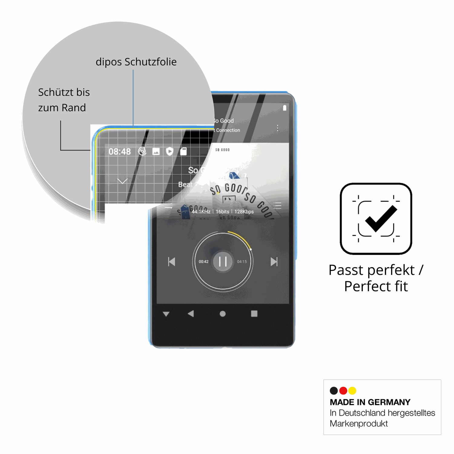 Besonders flexibler Displayschutz mit Anti-Shock-Schicht im Materialmix