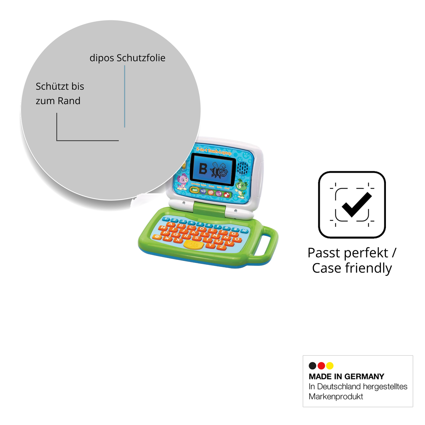 Schutzglasfolie mit optimaler Passform, zur Verwendung mit Hüllen geeignet