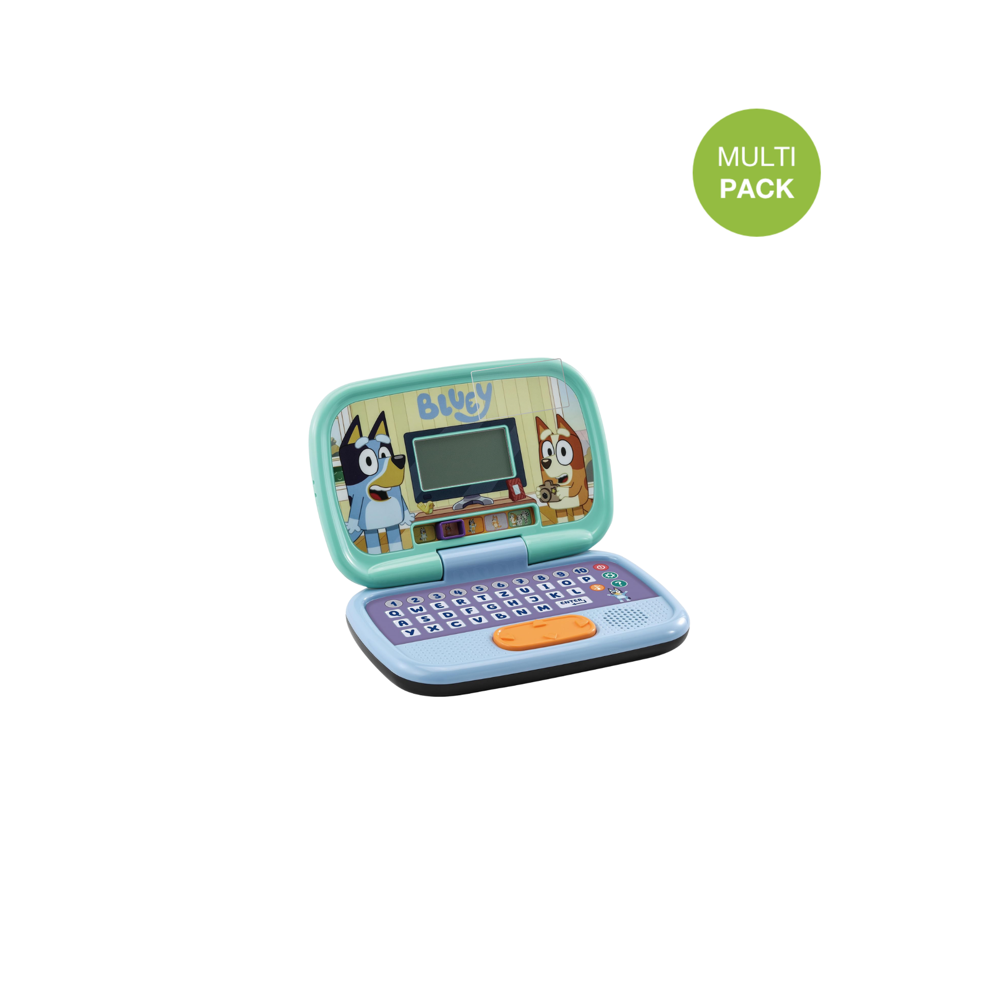 VtechBluey Lernlaptop mit aufgebrachter dipos Displayschutzfolie, die lästige Fingerabdrücke minimiert