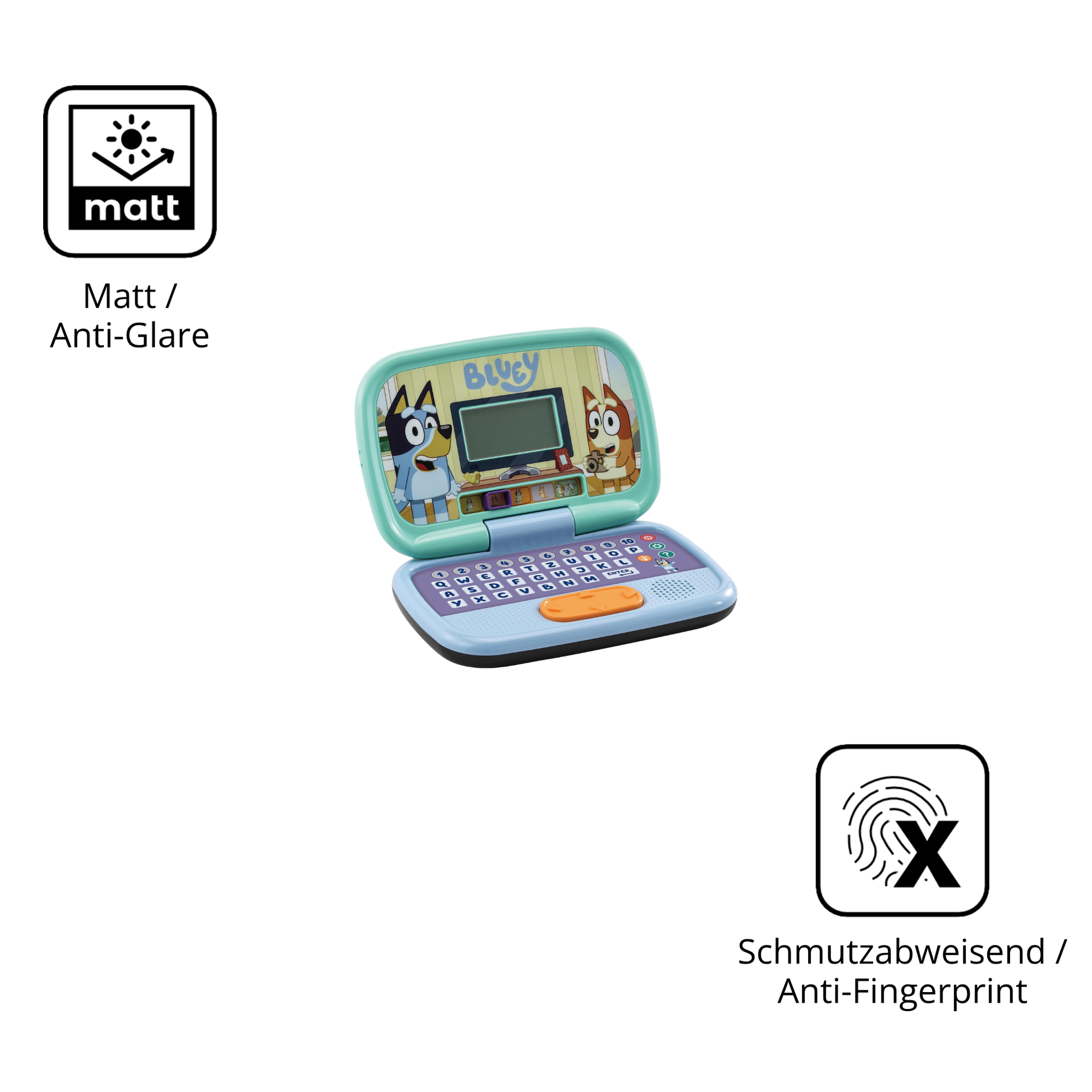 Dünne und entspiegelnde Folie passend zugeschnitten für Vtech Bluey Lernlaptop