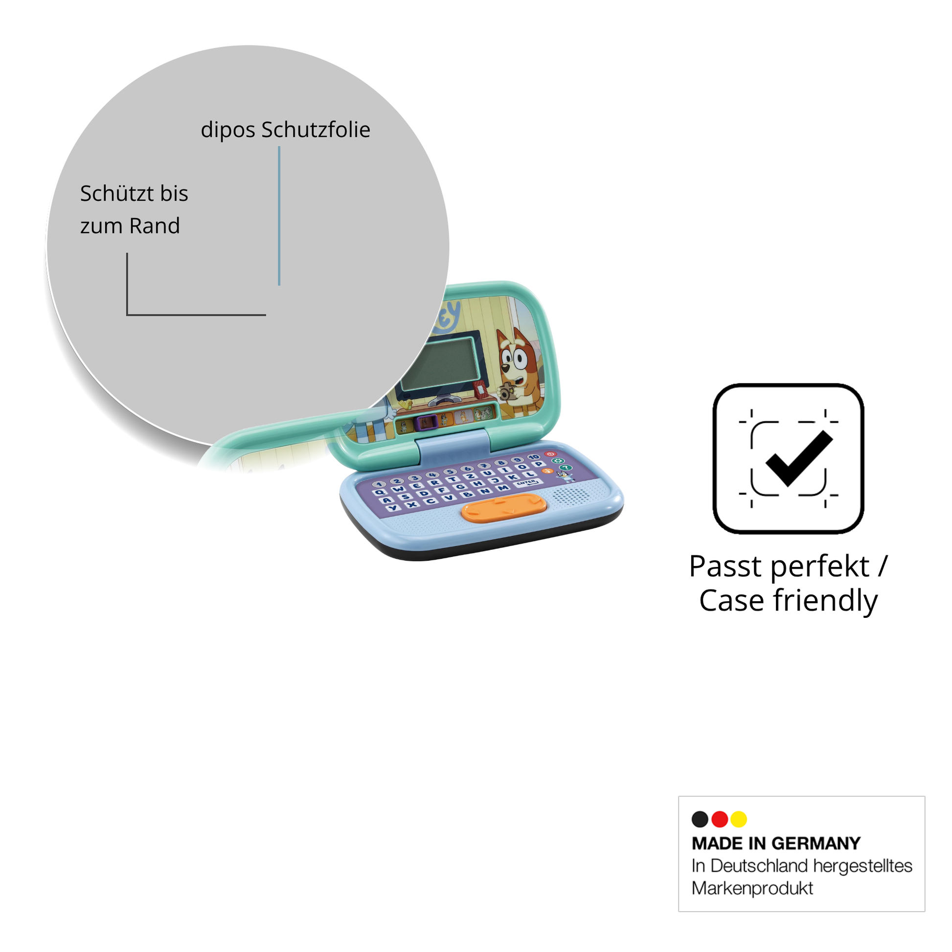 Schutzglasfolie mit optimaler Passform, zur Verwendung mit Hüllen geeignet