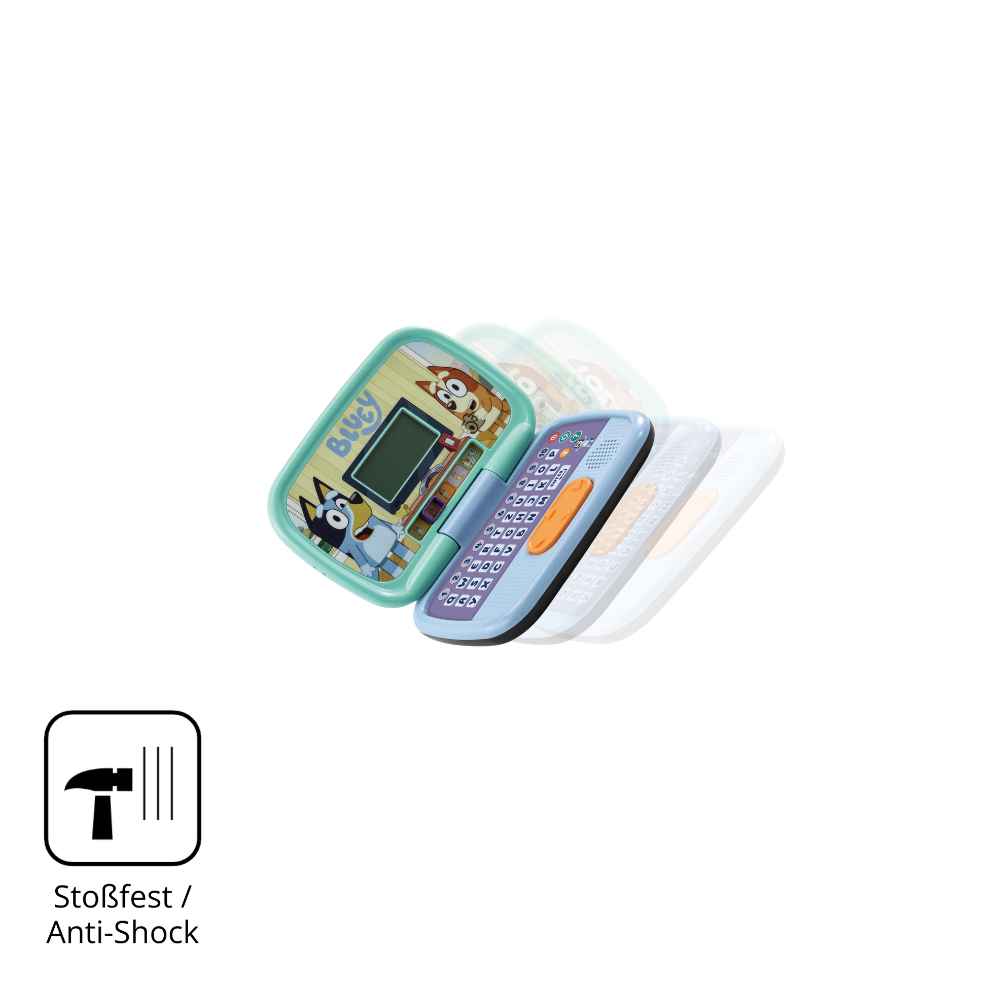 Schutz gegen Kratzer auf dem Vtech Bluey Lernlaptop Glas durch Schlüssel, Stöße gegen die Tischkante oder Stürze