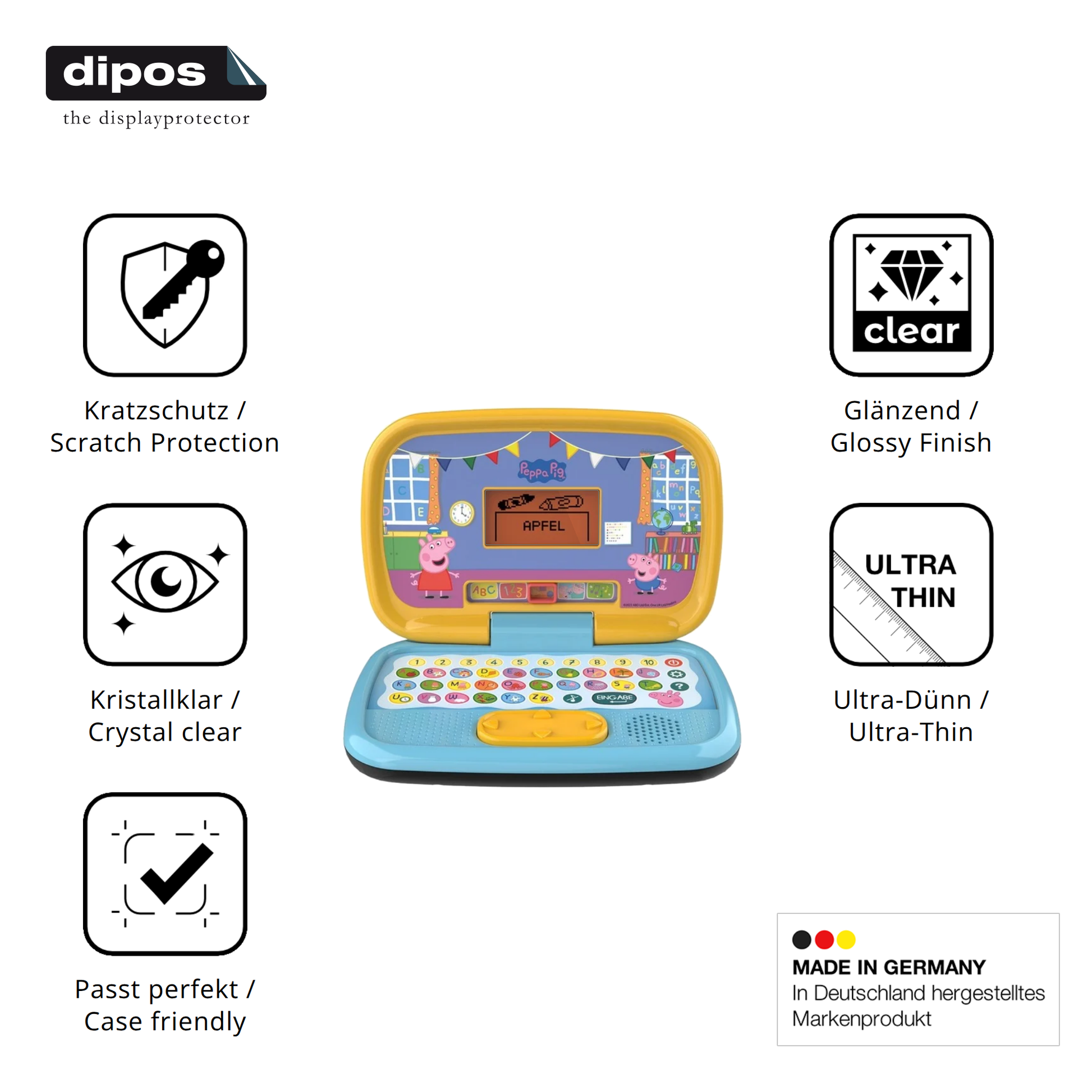 Displayschutz hergestellt in Deutschland, höchste Qualität made in Germany