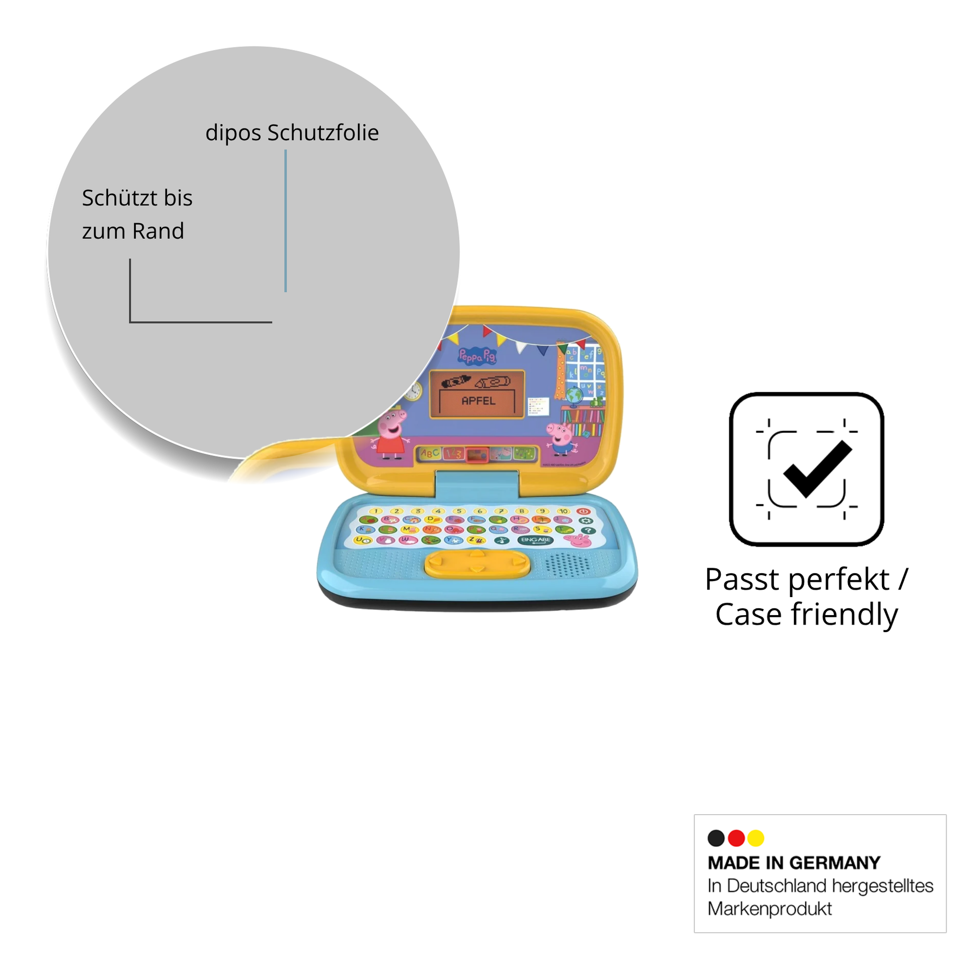 Schutzglasfolie mit optimaler Passform, zur Verwendung mit Hüllen geeignet
