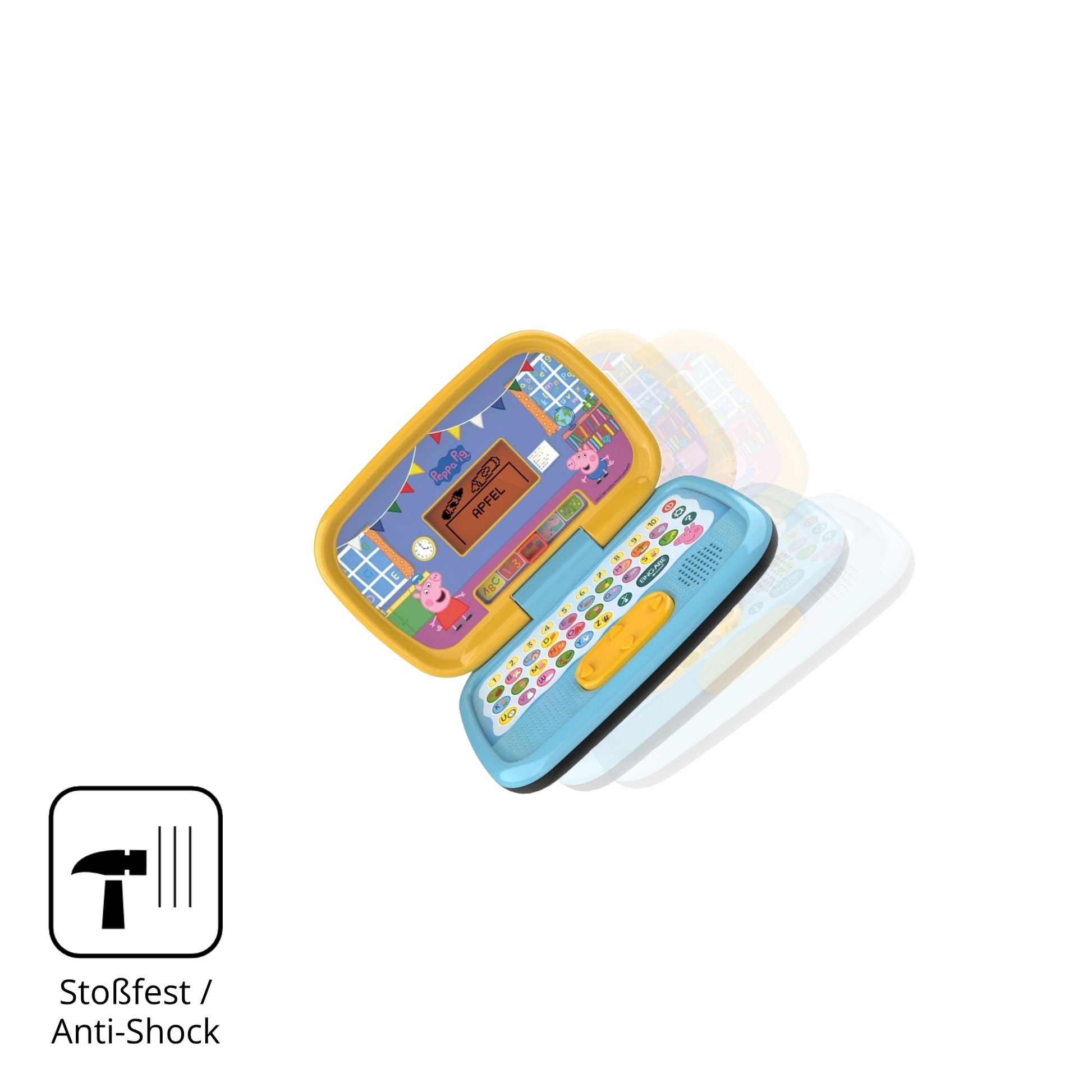 Schutz gegen Kratzer auf dem Vtech Peppas Lernlaptop Glas durch Schlüssel, Stöße gegen die Tischkante oder Stürze