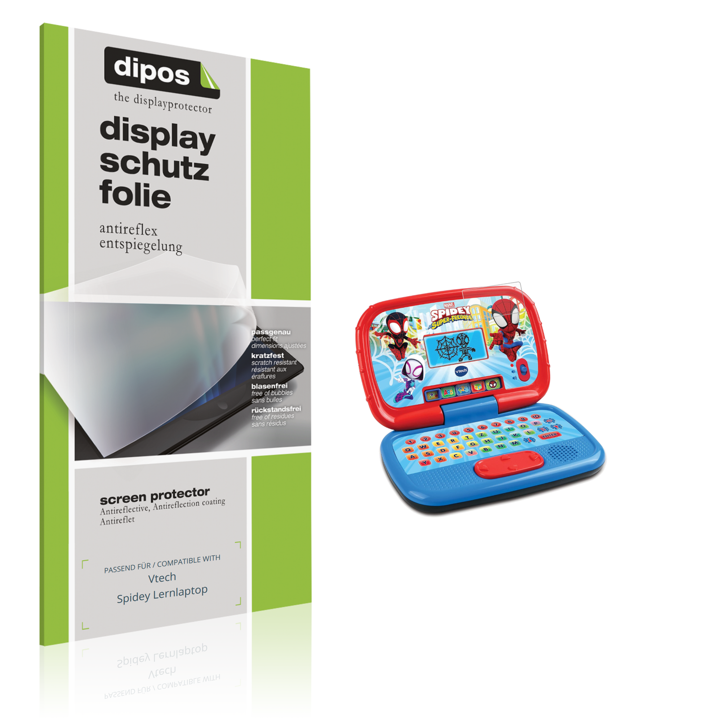 Matte Displayschutzfolie von dipos passend für Vtech Spidey Lernlaptop, präziser Zuschnitt und blasenfrei montiert