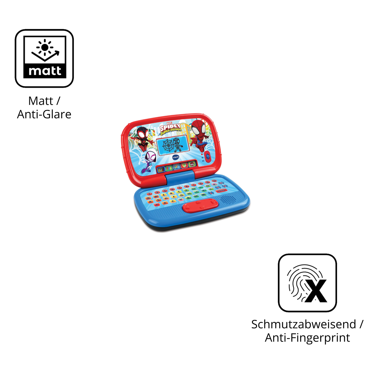 Dünne und entspiegelnde Folie passend zugeschnitten für Vtech Spidey Lernlaptop