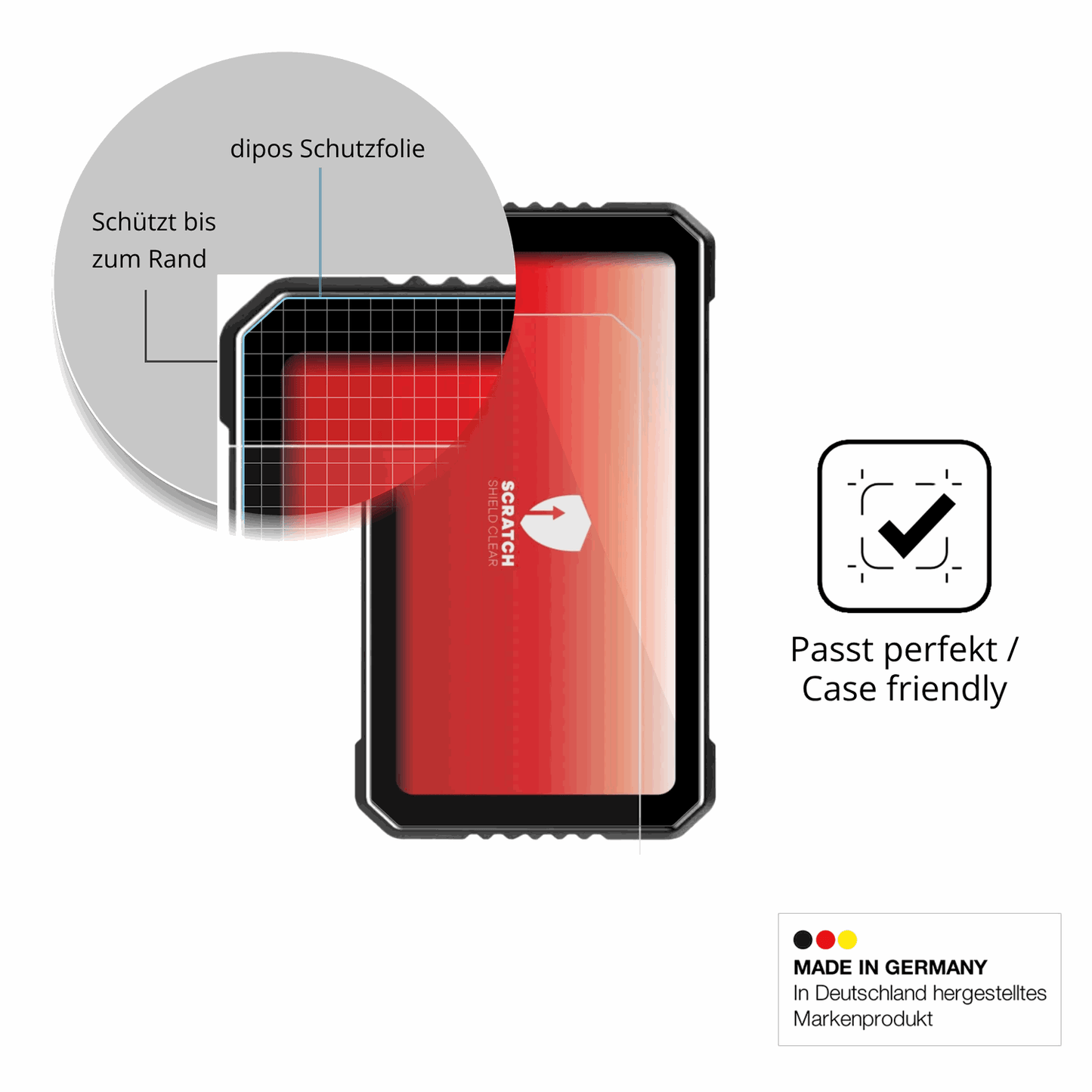 Besonders flexibler Displayschutz mit Anti-Shock-Schicht im Materialmix