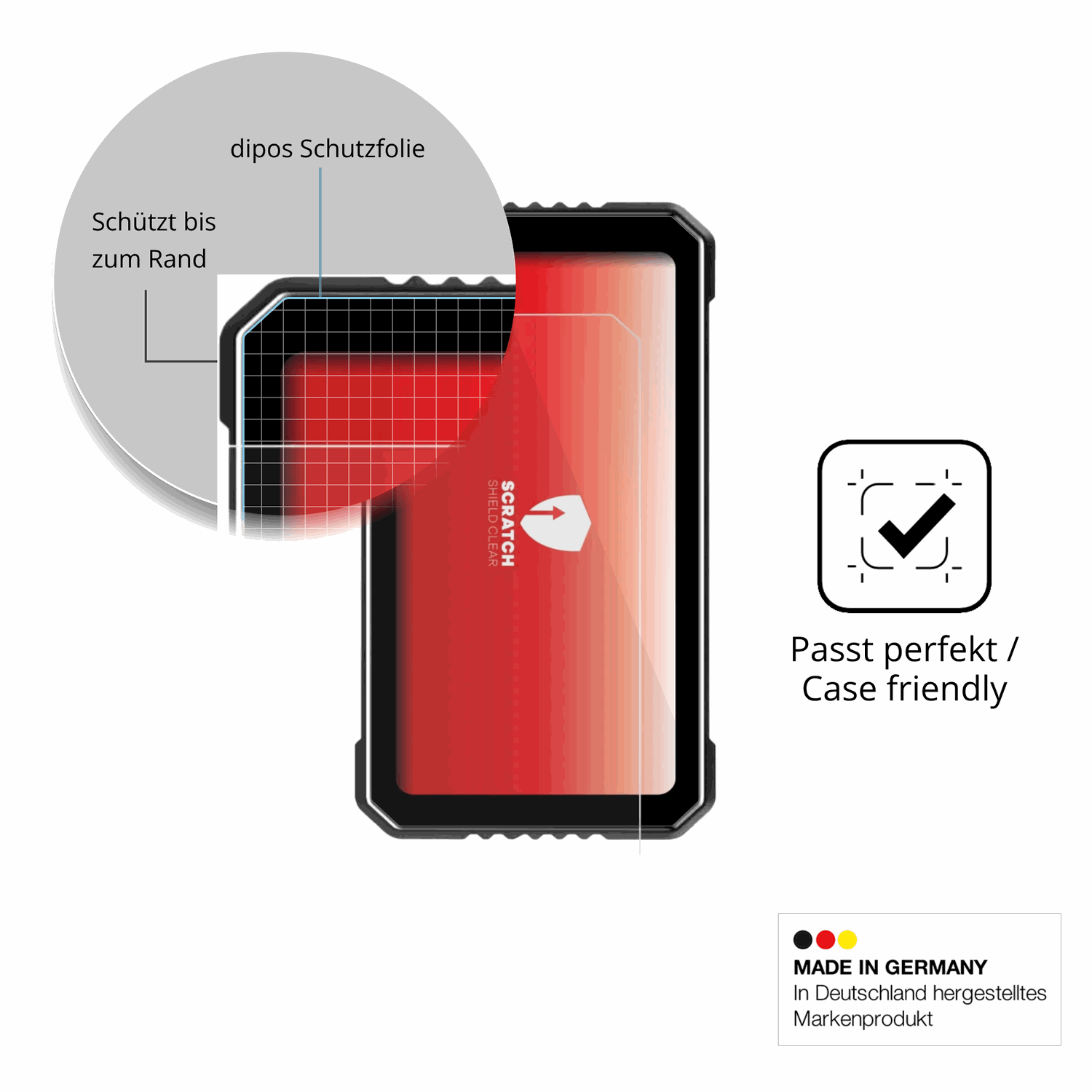 Besonders flexibler Displayschutz mit Anti-Shock-Schicht im Materialmix