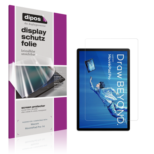 Klare Displayschutzfolie von dipos passend für Wacom MovinkPad Pro 14, präziser Zuschnitt und blasenfrei montiert
