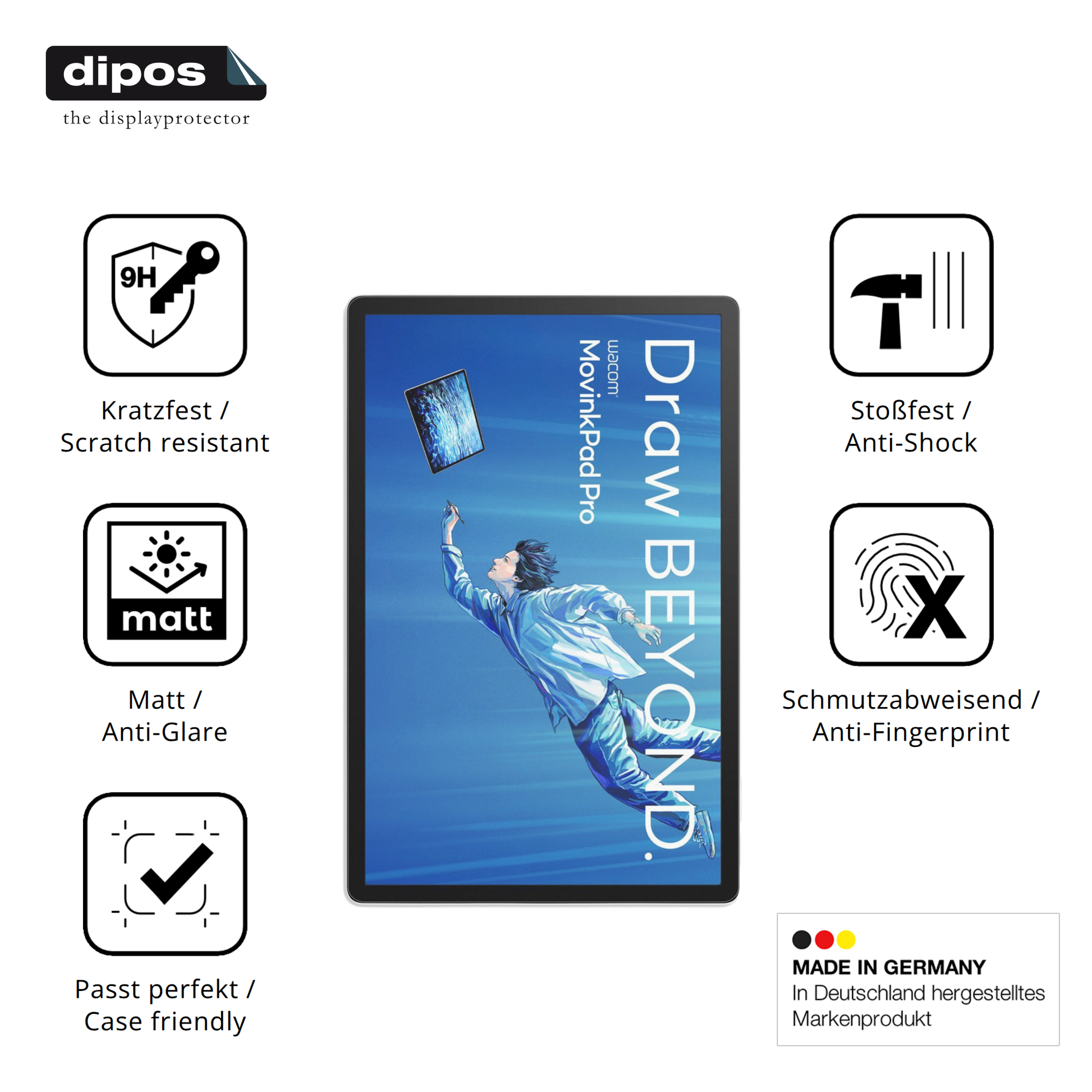 Displayschutz hergestellt in Deutschland, höchste Qualität made in Germany