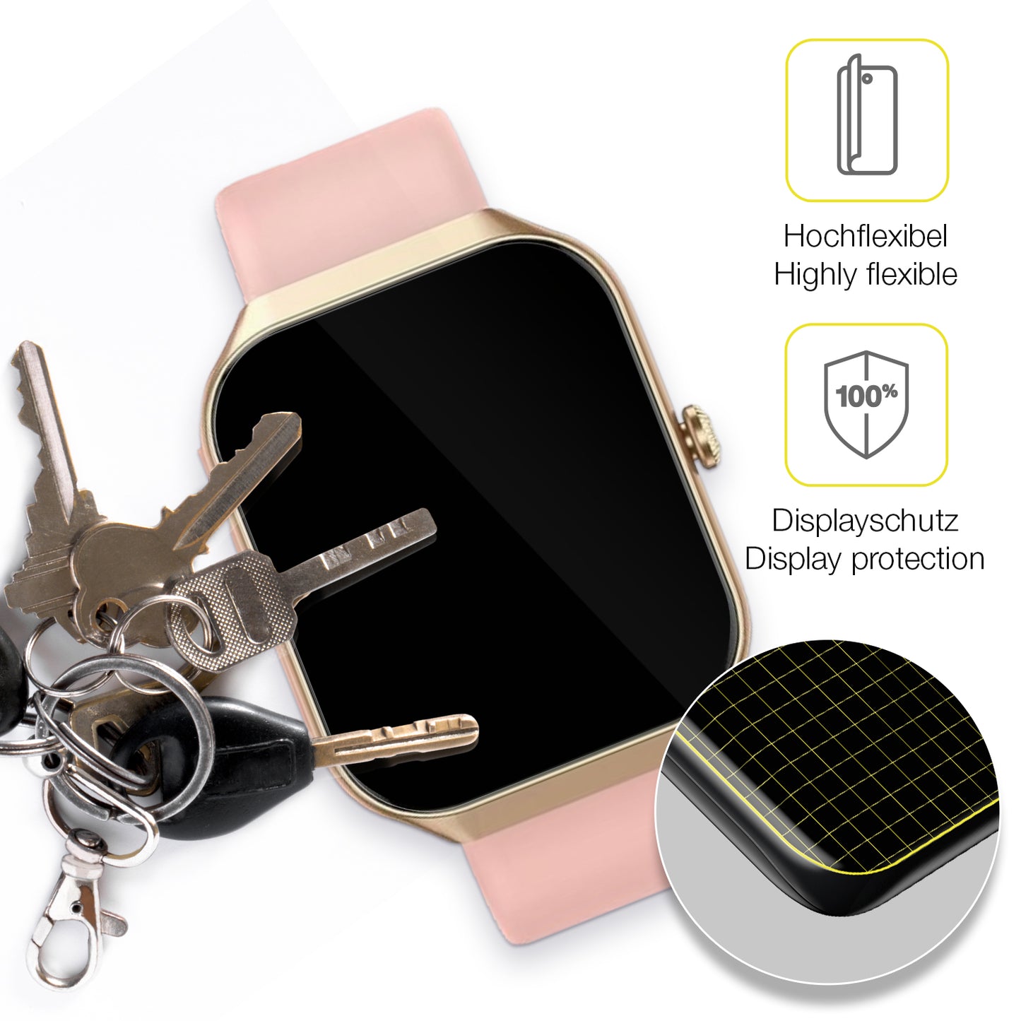 dipos Displayschutz für Walkbee Smartwatch 1.96 Zoll, transparente Oberfläche, geringe Dicke und perfekte Passform