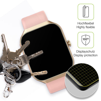 dipos Displayschutz für Walkbee Smartwatch 1.96 Zoll, transparente Oberfläche, perfekte Passform auch für die Rundungen