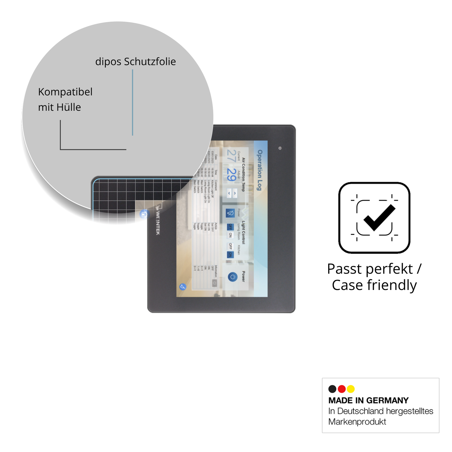Schutzfolie mit optimaler Passform, zur Verwendung mit Hüllen geeignet