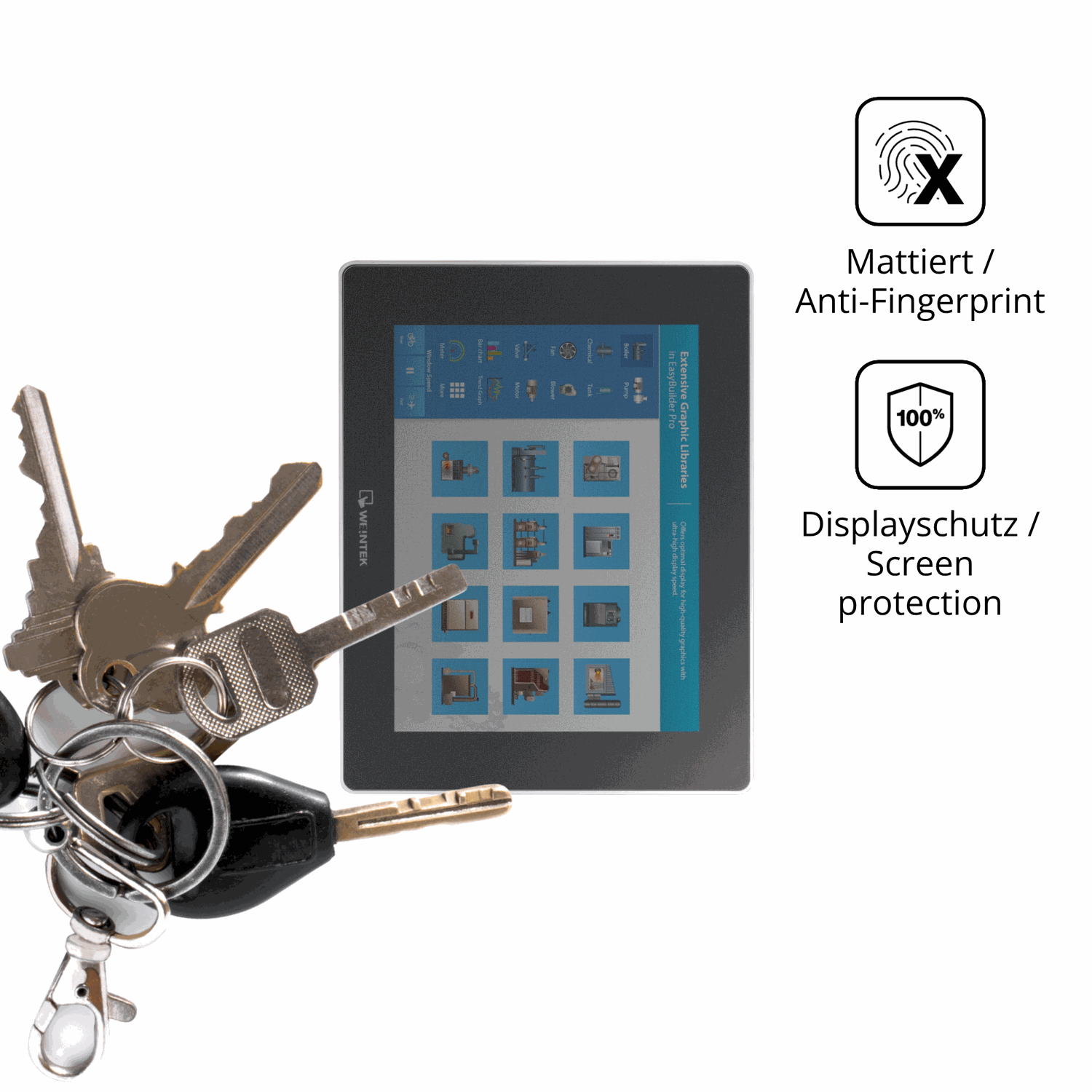 dipos Displayschutz für Weintek cMT3092X, mattierte Oberfläche, Blickschutzfilter und perfekter Passform