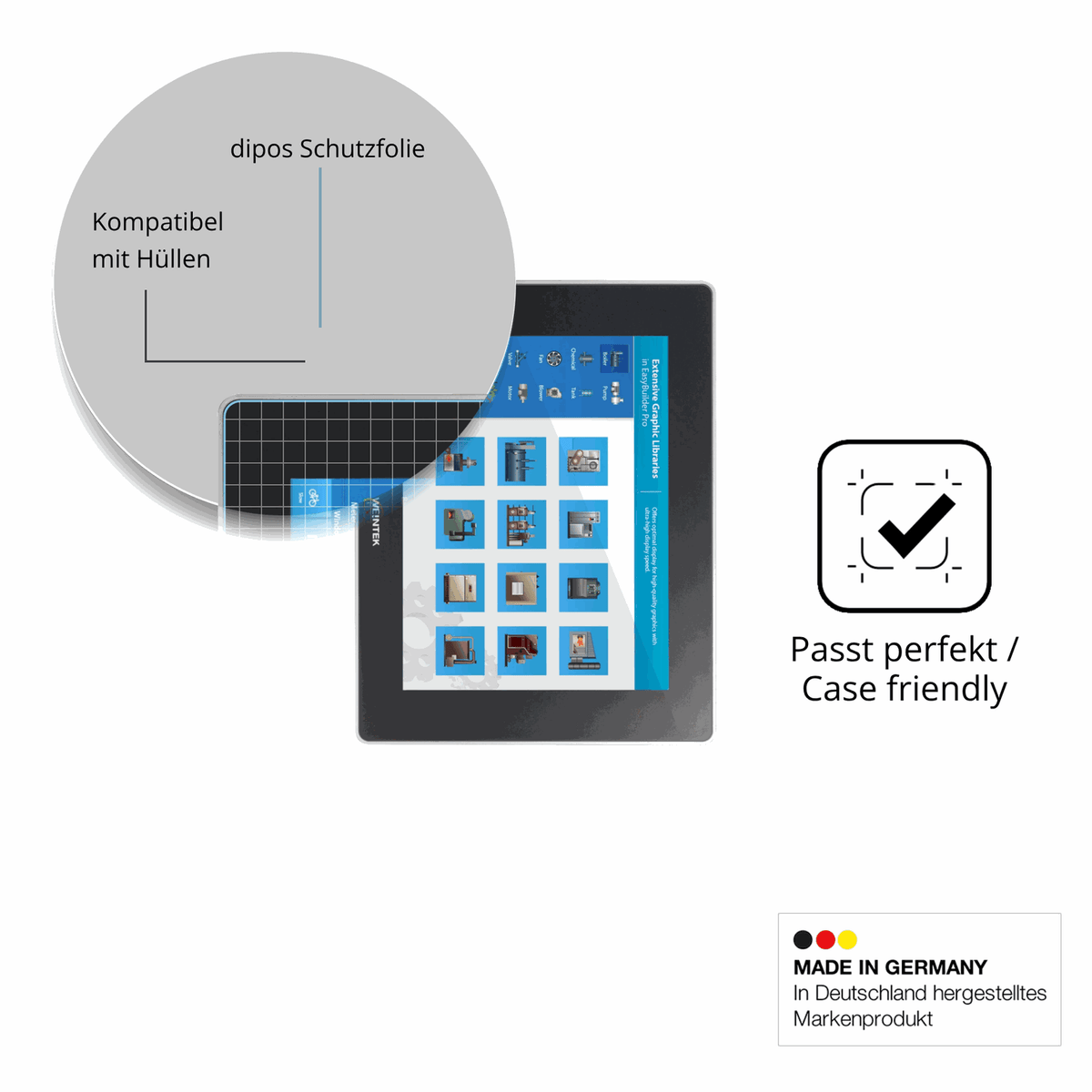 Schutzfolie mit optimaler Passform, zur Verwendung mit Hüllen geeignet