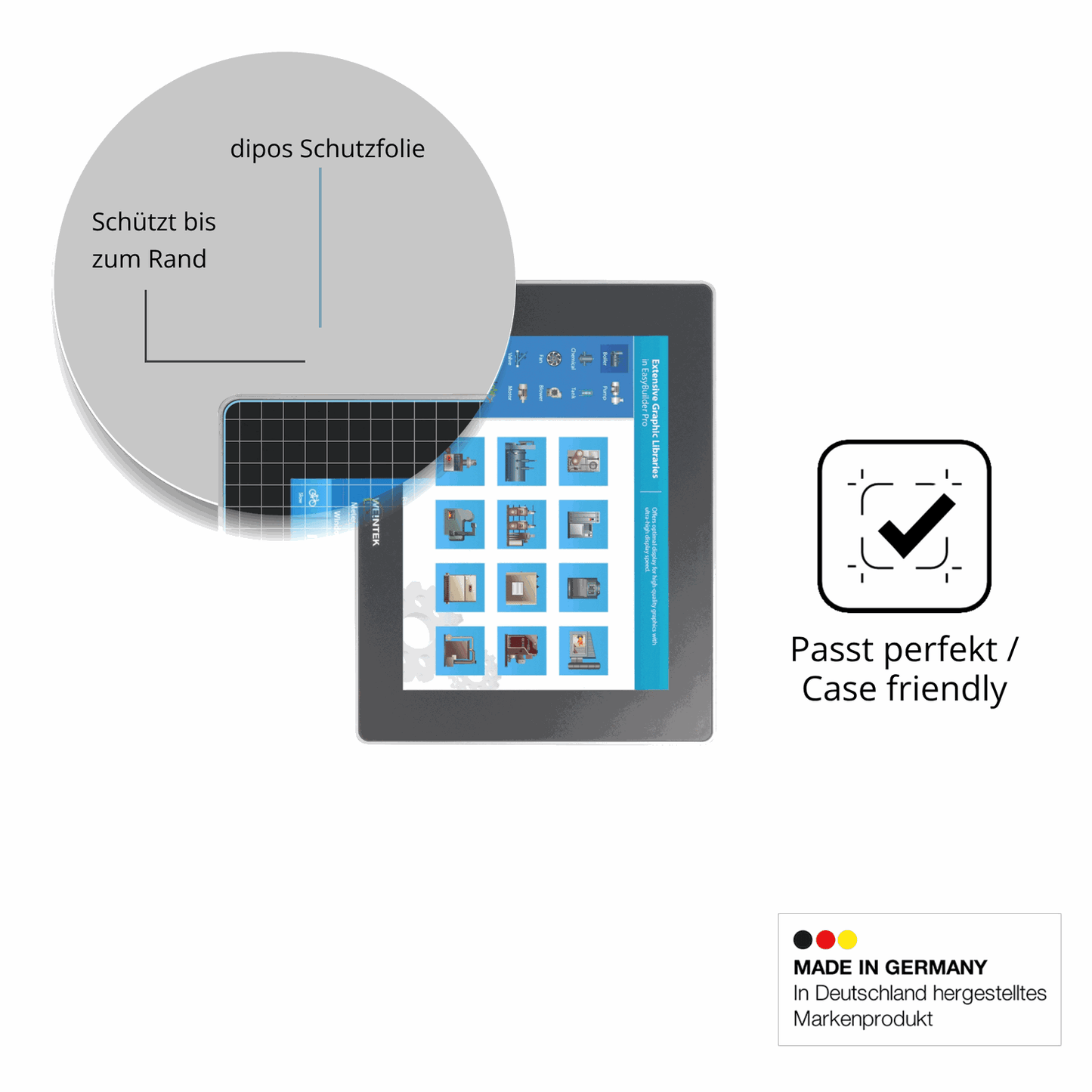 Schutzglasfolie mit optimaler Passform, zur Verwendung mit Hüllen geeignet