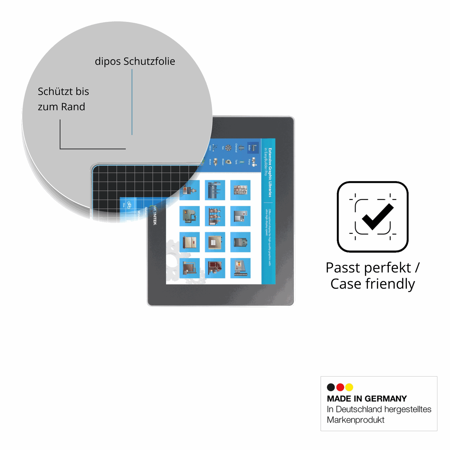 Schutzglasfolie mit optimaler Passform, zur Verwendung mit Hüllen geeignet