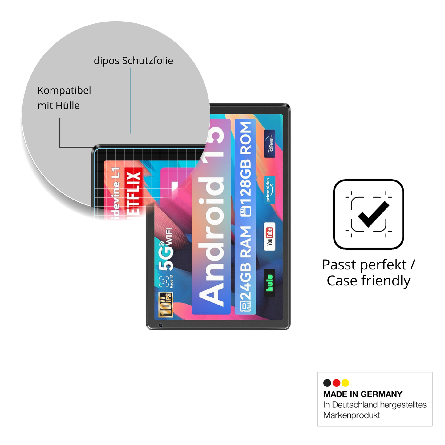 2x Schutzfolie matt für Whitedeer WHEC107BK 10.1 Zoll Display-Schutzfolie