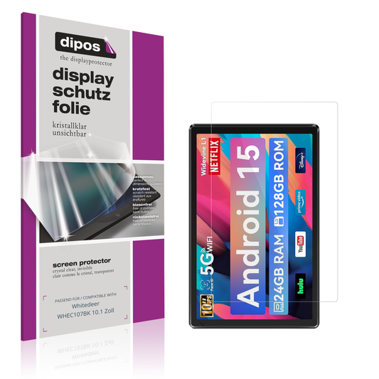 2x Schutzfolie klar für Whitedeer WHEC107BK 10.1 Zoll Display-Schutzfolie