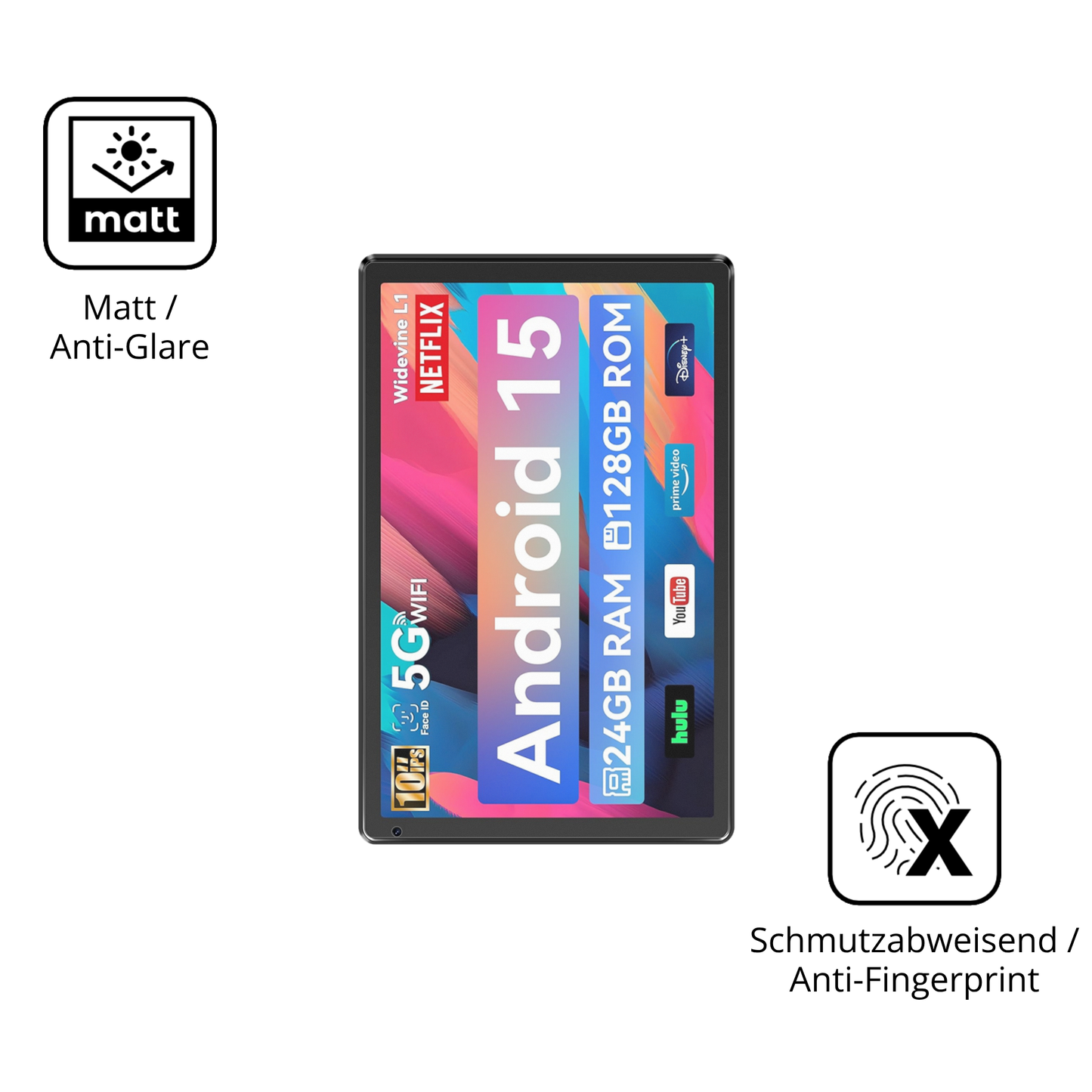 2x 9H Schutzfolie matt für Whitedeer WHEC107BK 10.1 Zoll Panzerfolie