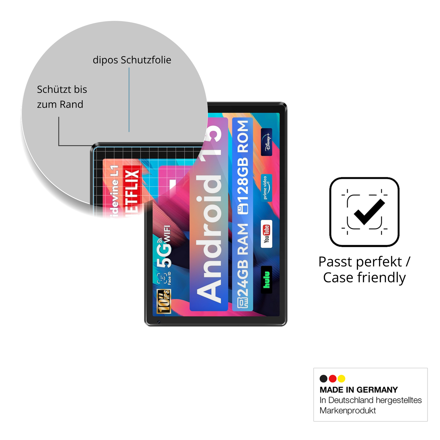 2x 9H Schutzfolie für Whitedeer WHEC107BK 10.1 Zoll Panzerfolie