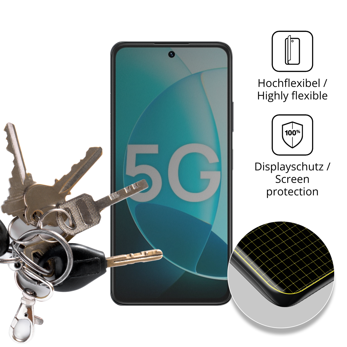 dipos Displayschutz für Wiko Hi Enjoy 80 Plus, mit Blickschutzfilter und perfekter Passform auch für die Rundungen